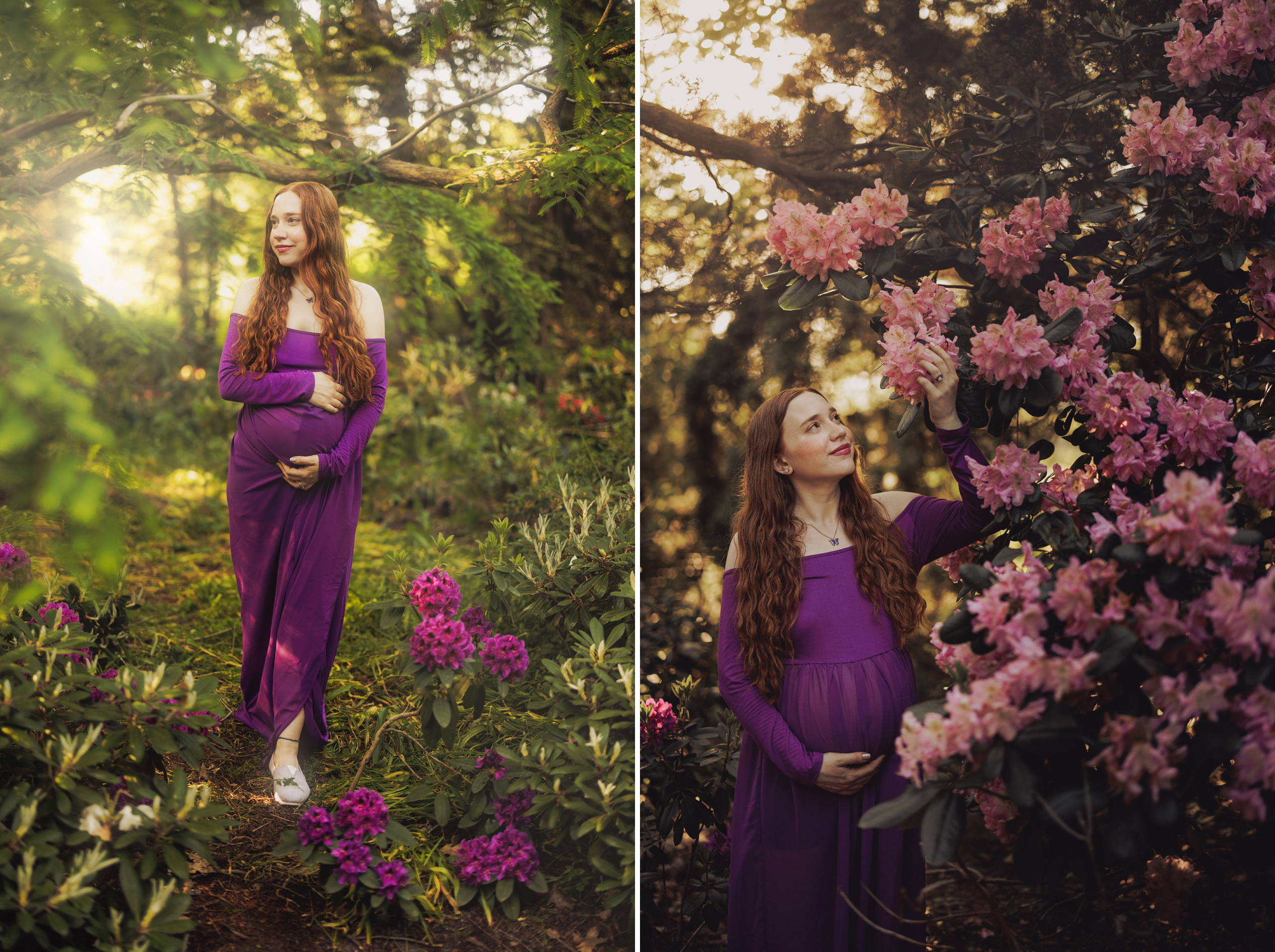 purple dress flowers niagara maternity photographer