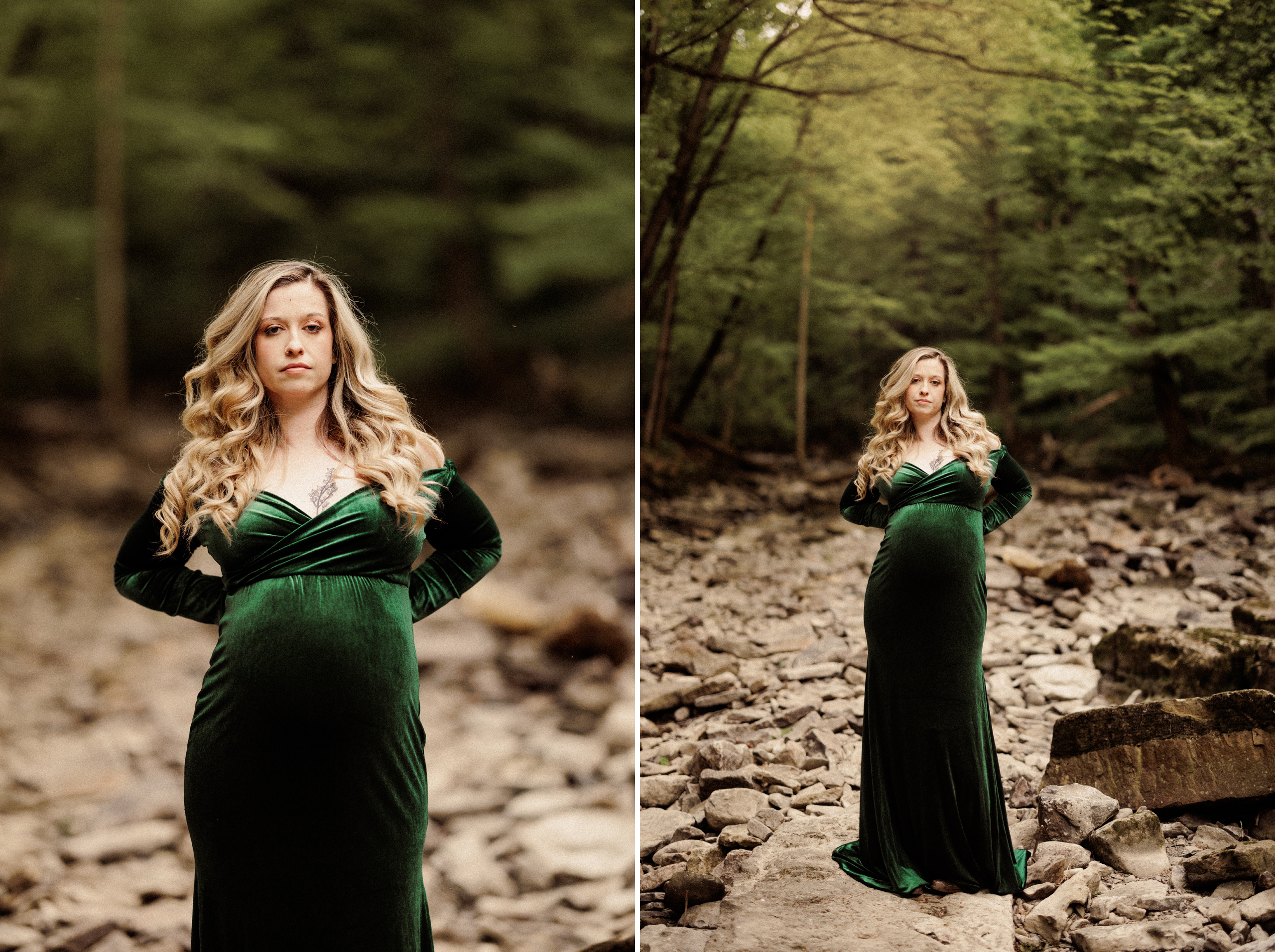 soft dreamy green velvet maternity pregnancy photography niagara