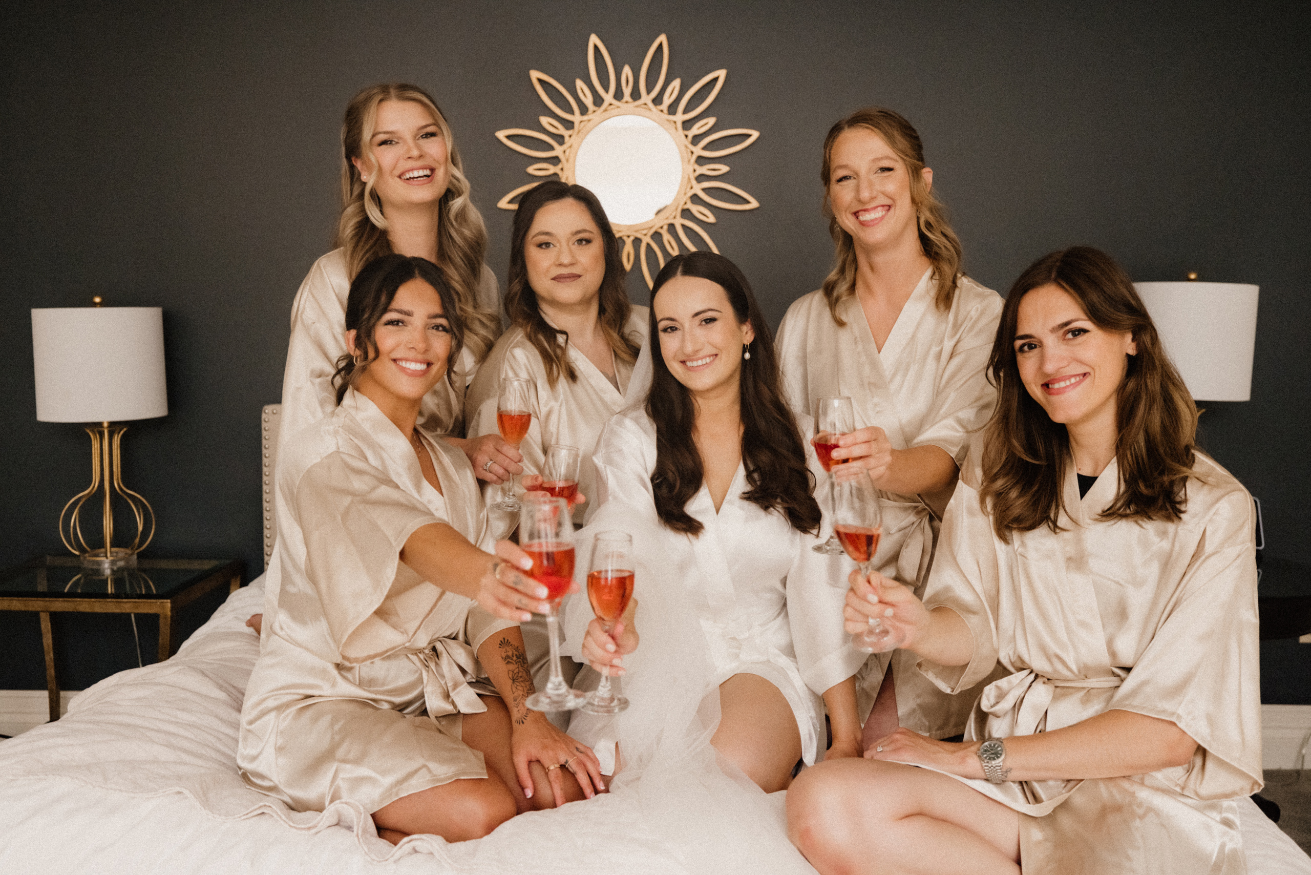 bridesmaids on bed playful inn on the twenty wedding