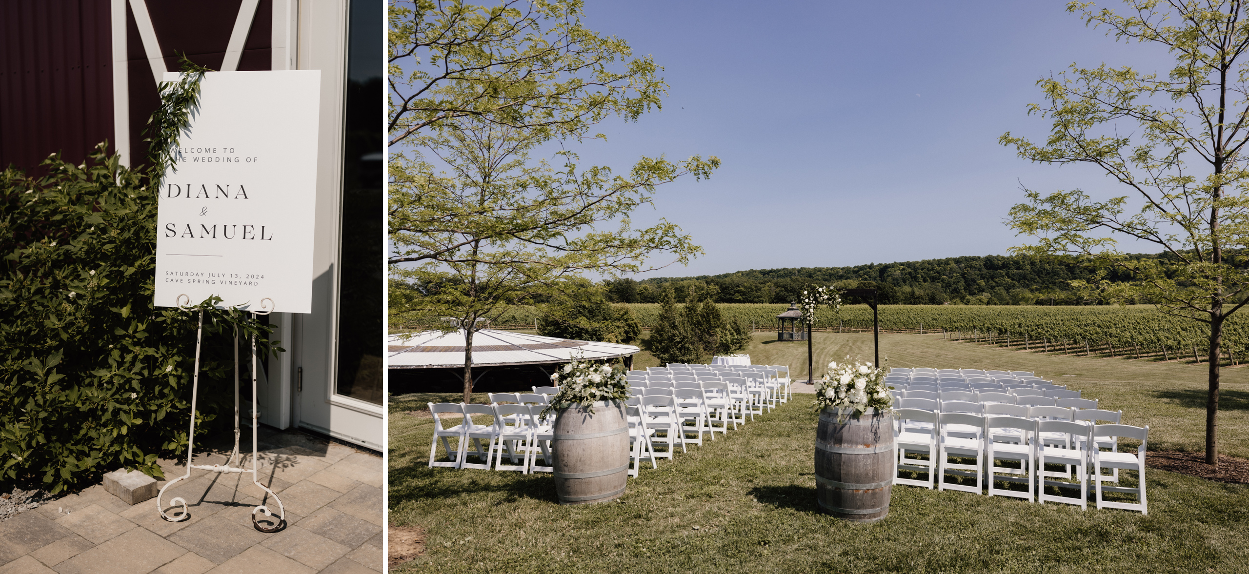 outdoor ceremony site barns at cave spring vineyard