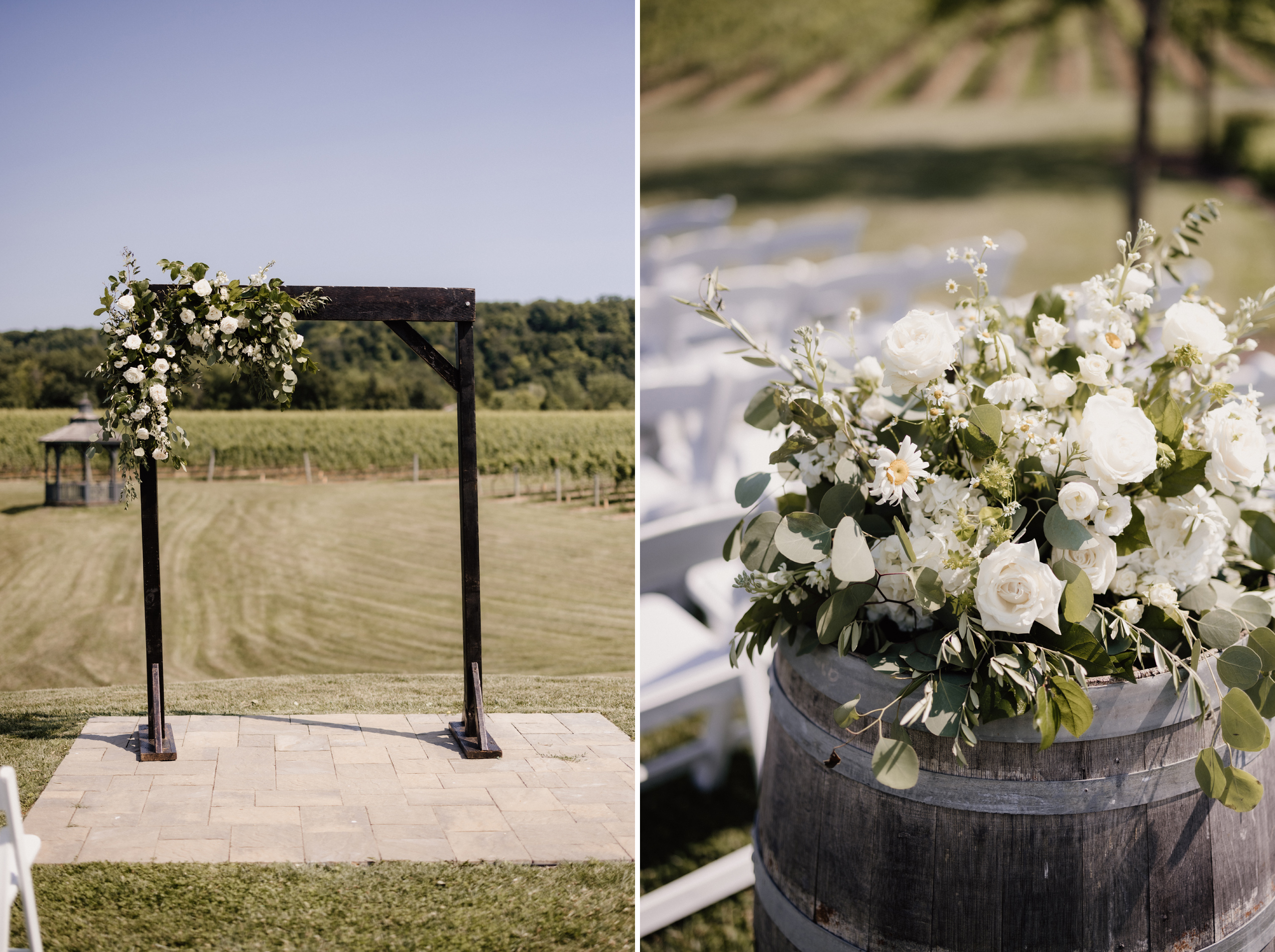 outdoor ceremony site barns at cave spring vineyard