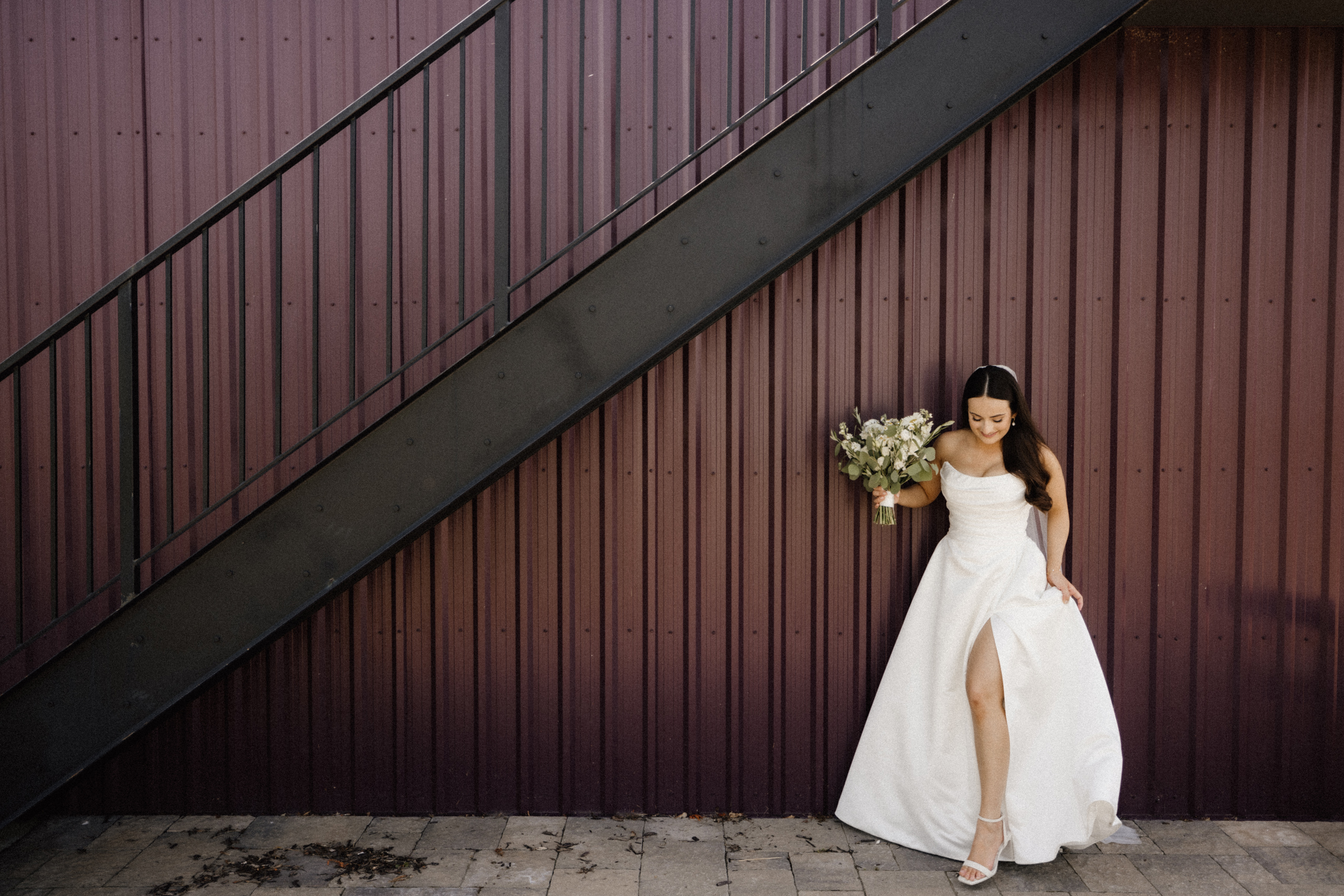 bride under stairs barn cave spring