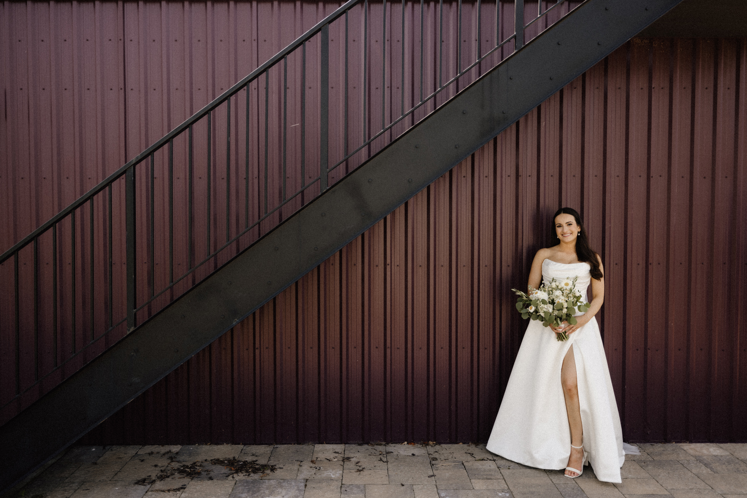 bride under stairs barn cave spring