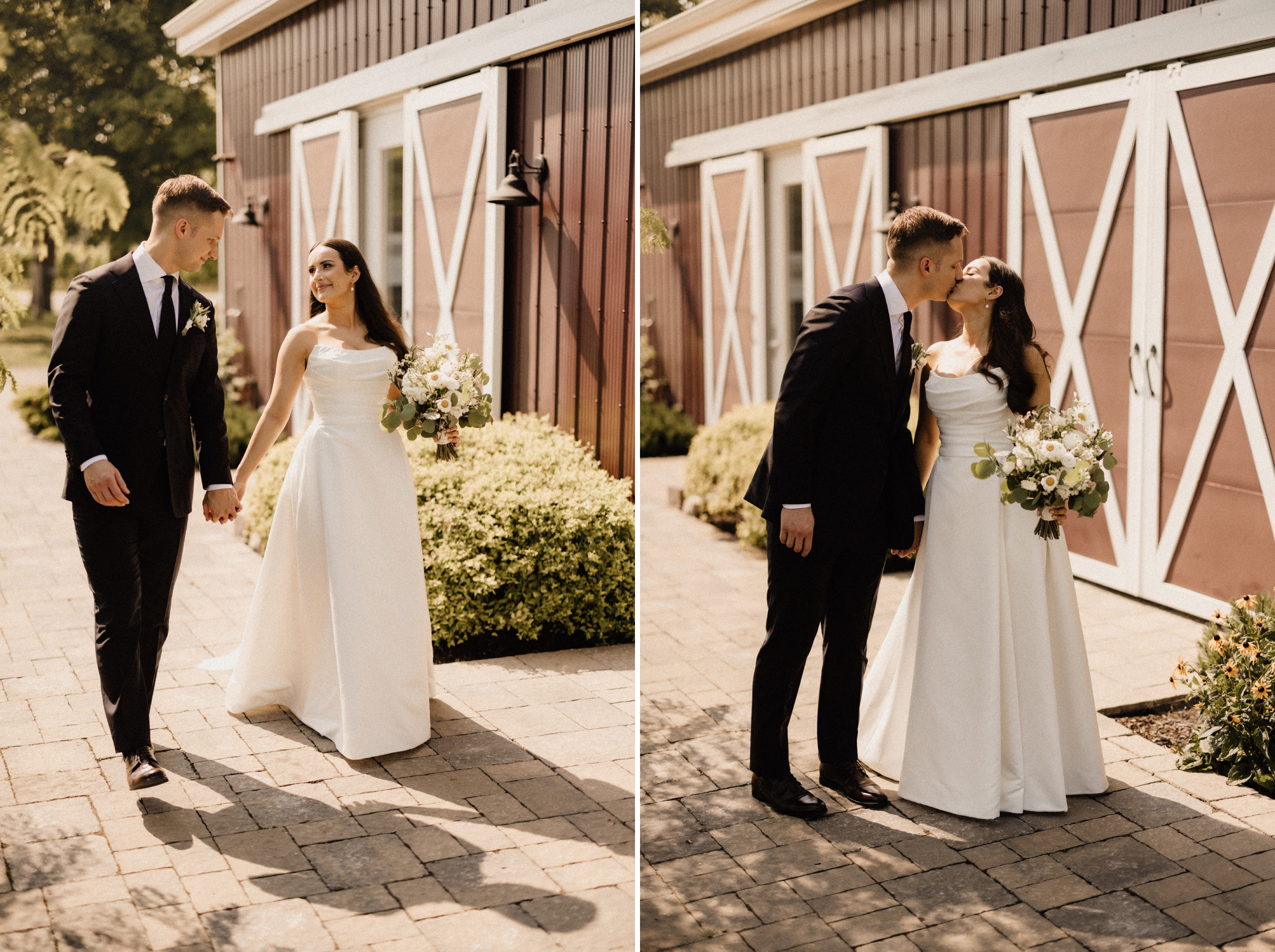playful bride groom summer wedding cave spring barns
