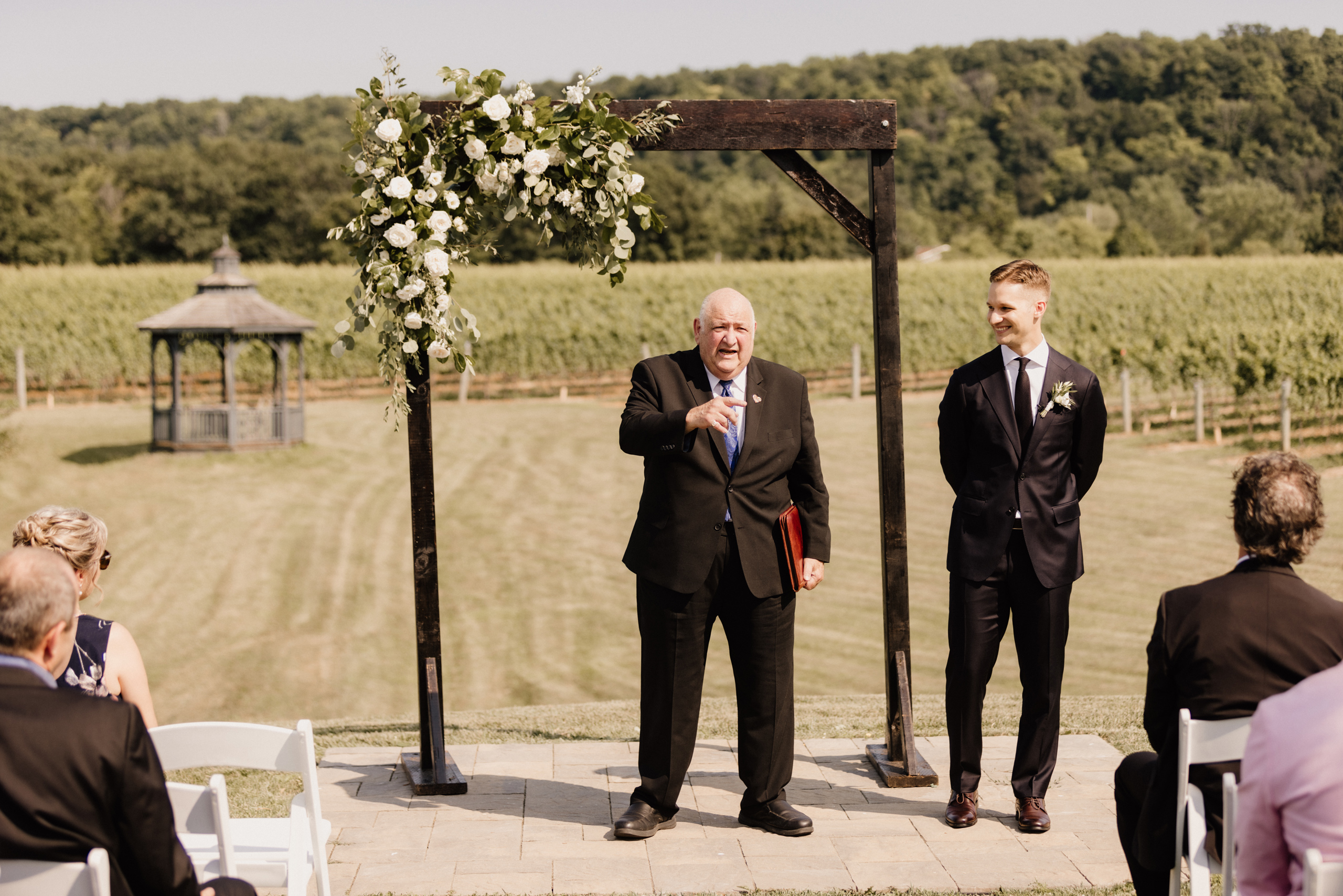outdoor ceremony site barns at cave spring vineyard