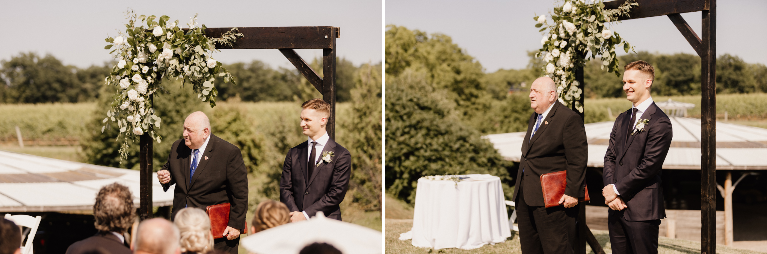 outdoor ceremony site barns at cave spring vineyard summer after