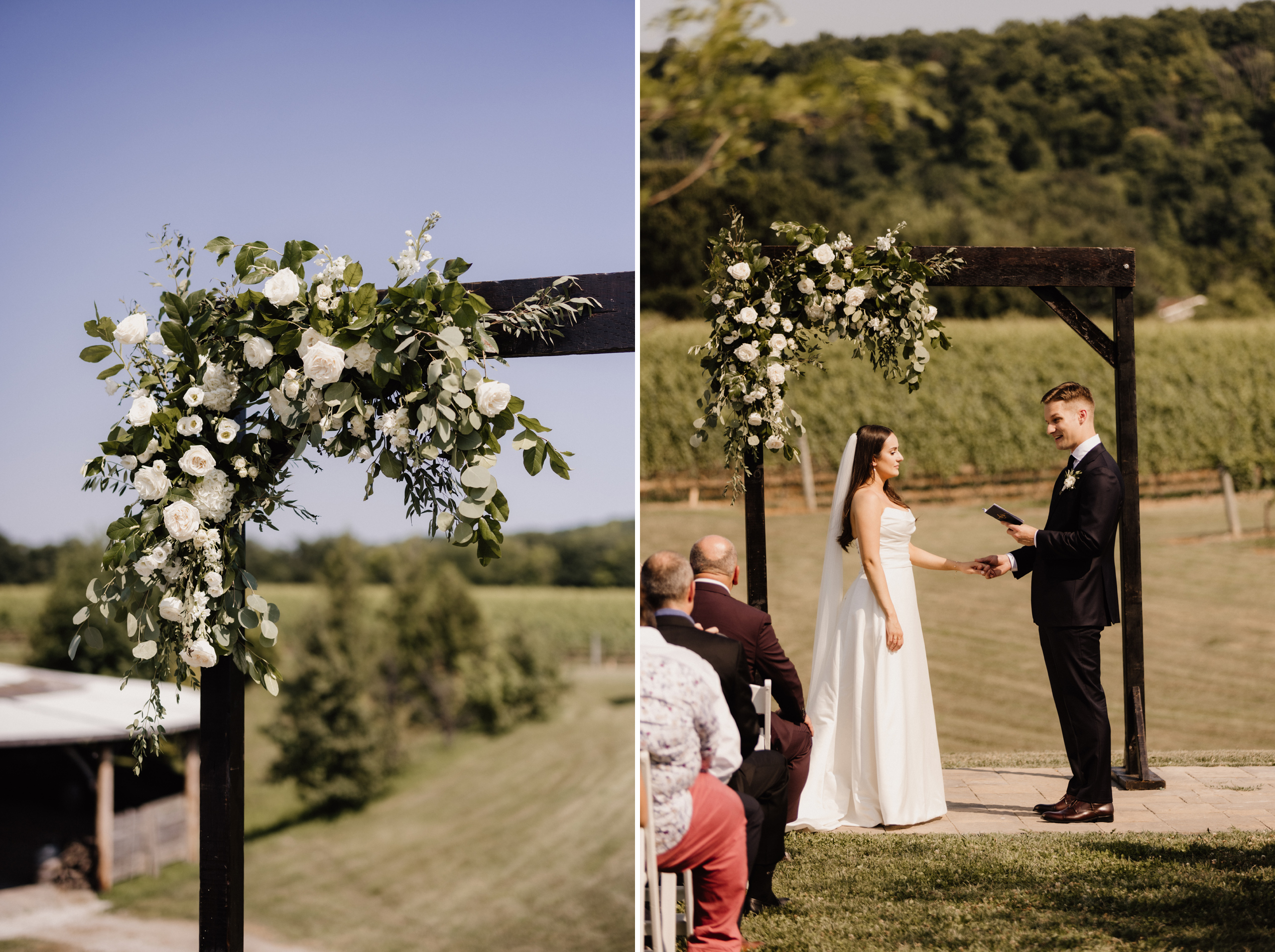 outdoor ceremony site barns at cave spring vineyard summer after