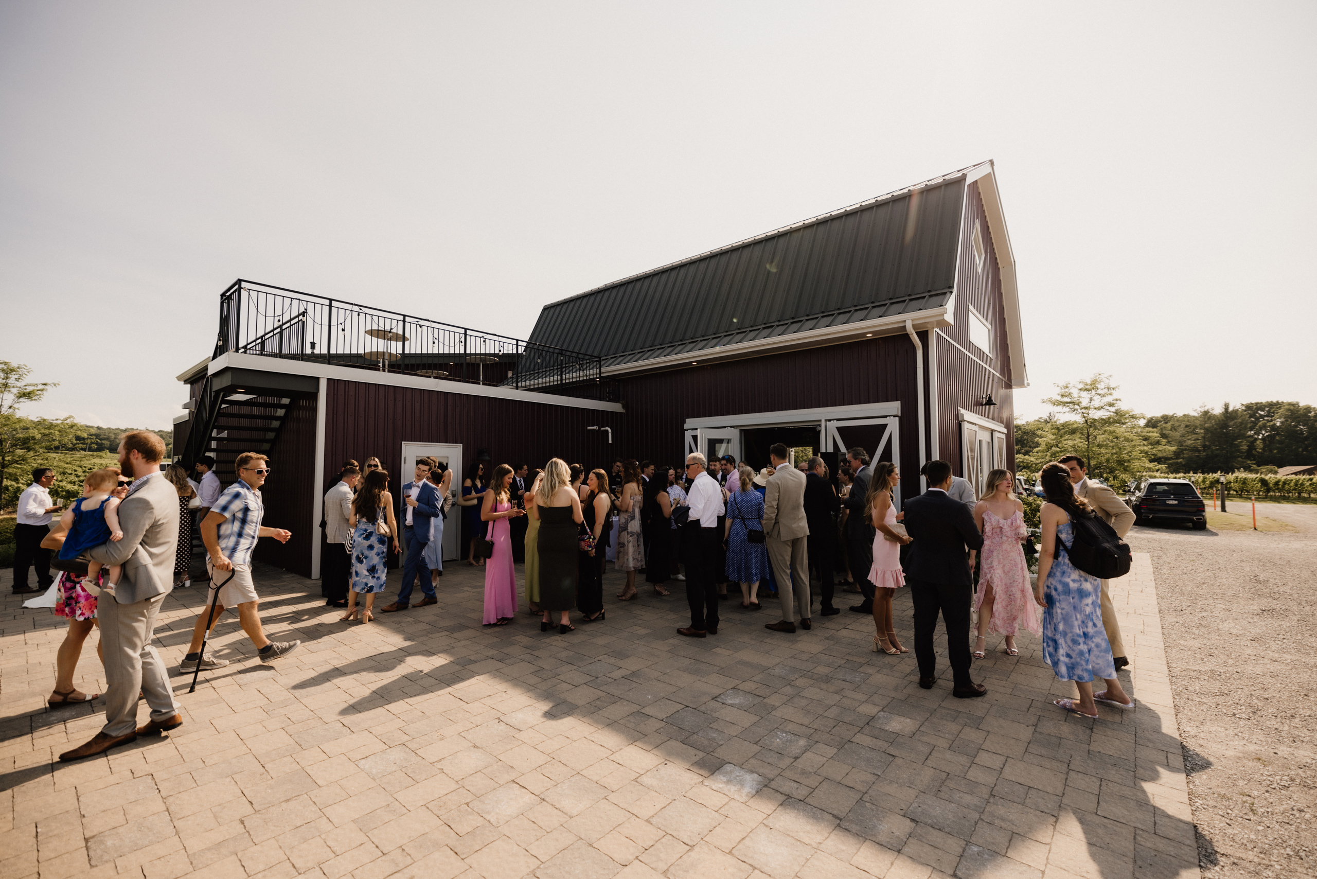 cocktail hour cave spring barns summer patio wedding