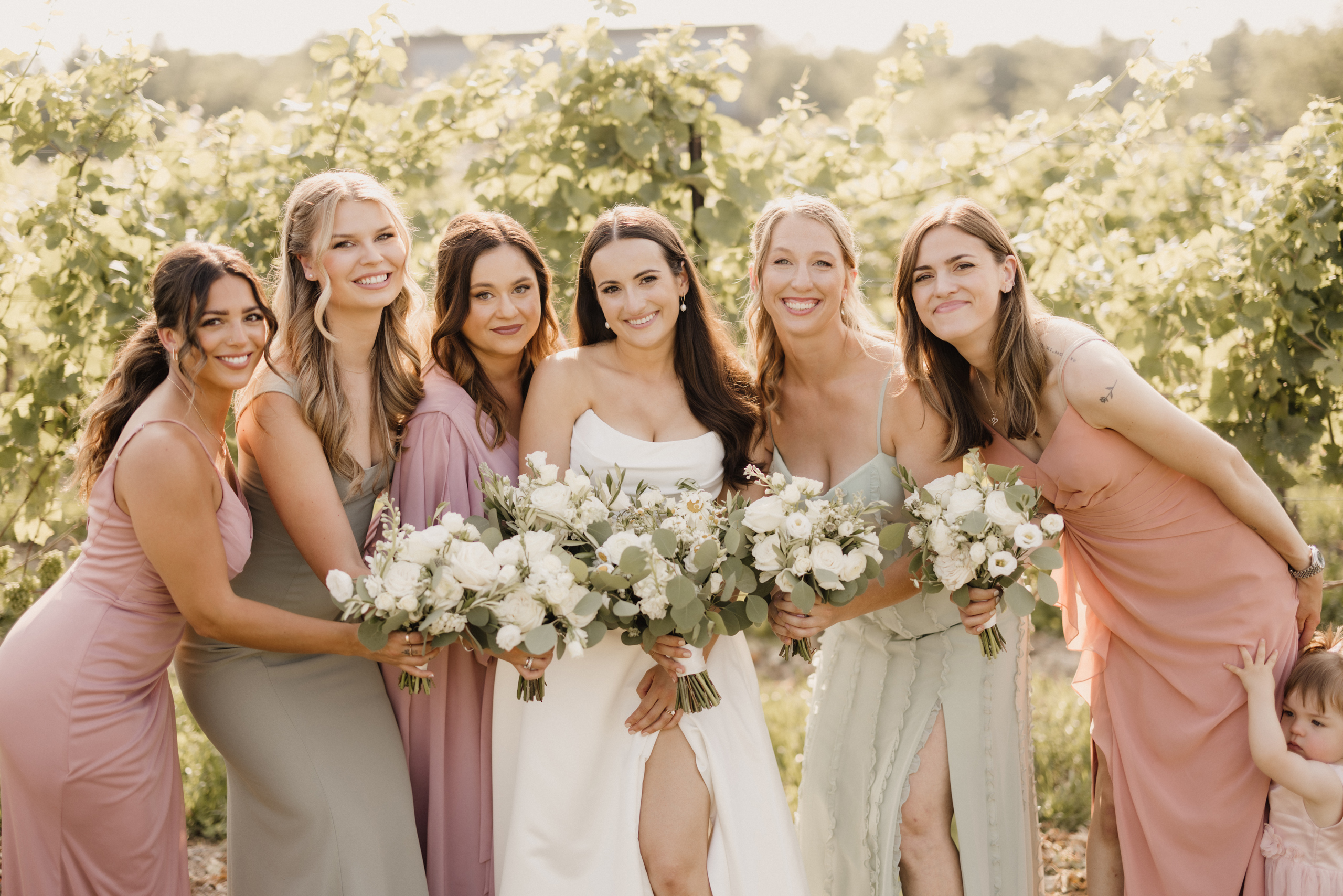 bridesmaids summer dresses wedding niagara cave spring vineyard