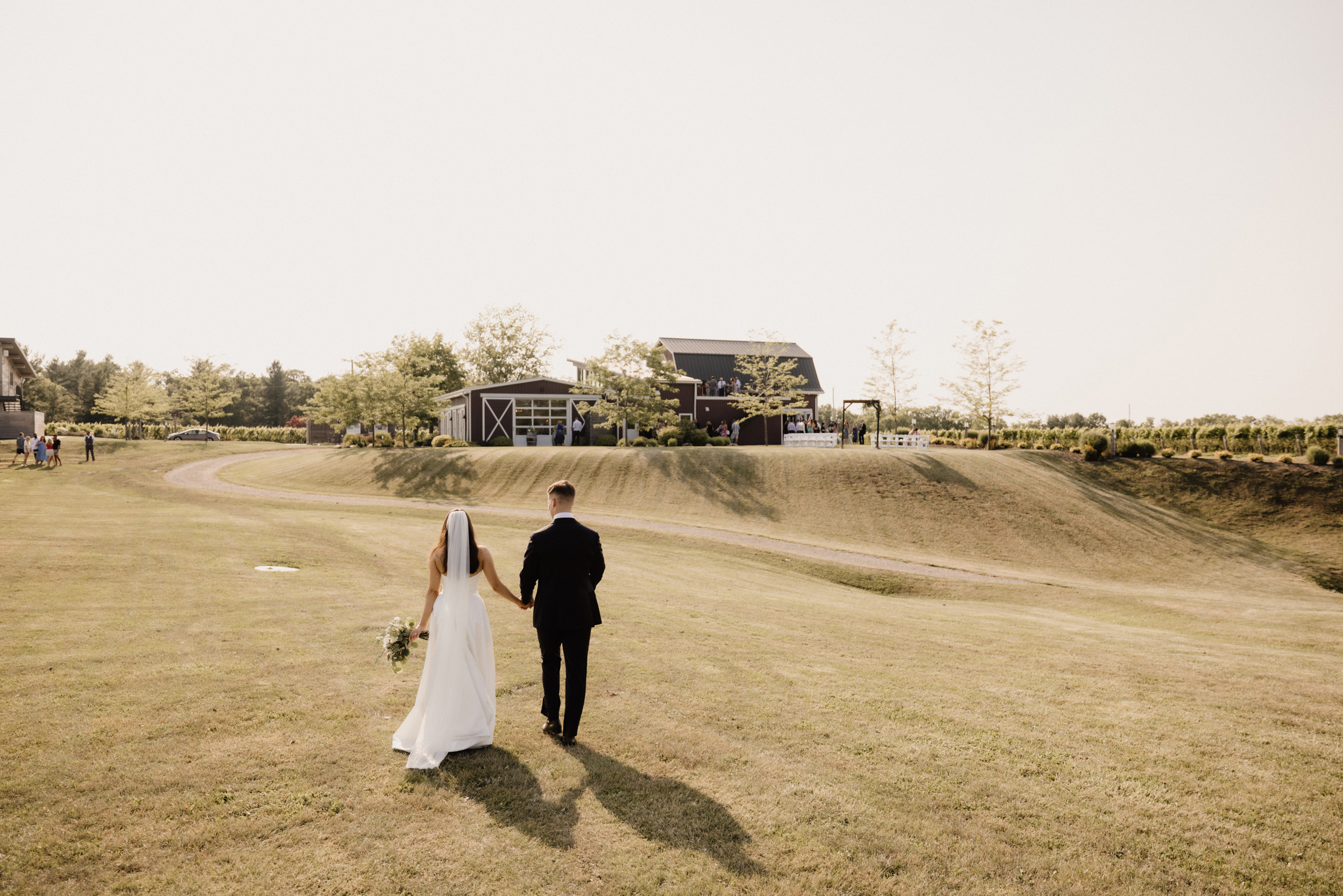 bride groom romantic walk cave spring vineyard wedding afterglow