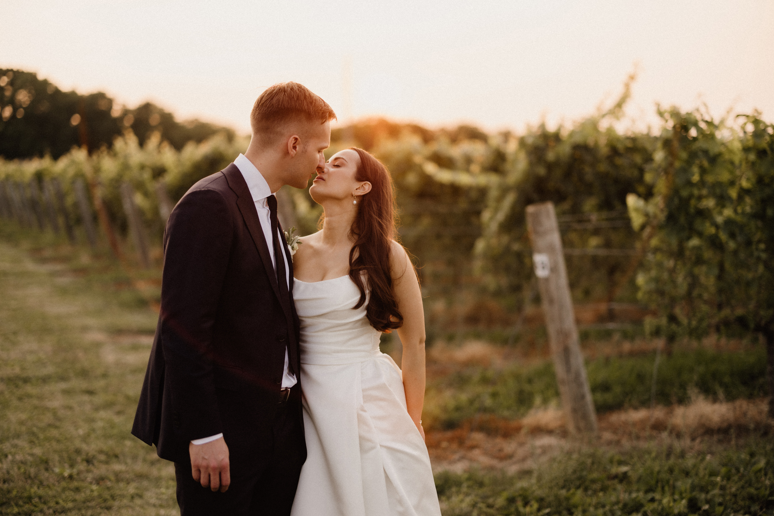 romantic kiss sunset vineyard cave spring afterglow images