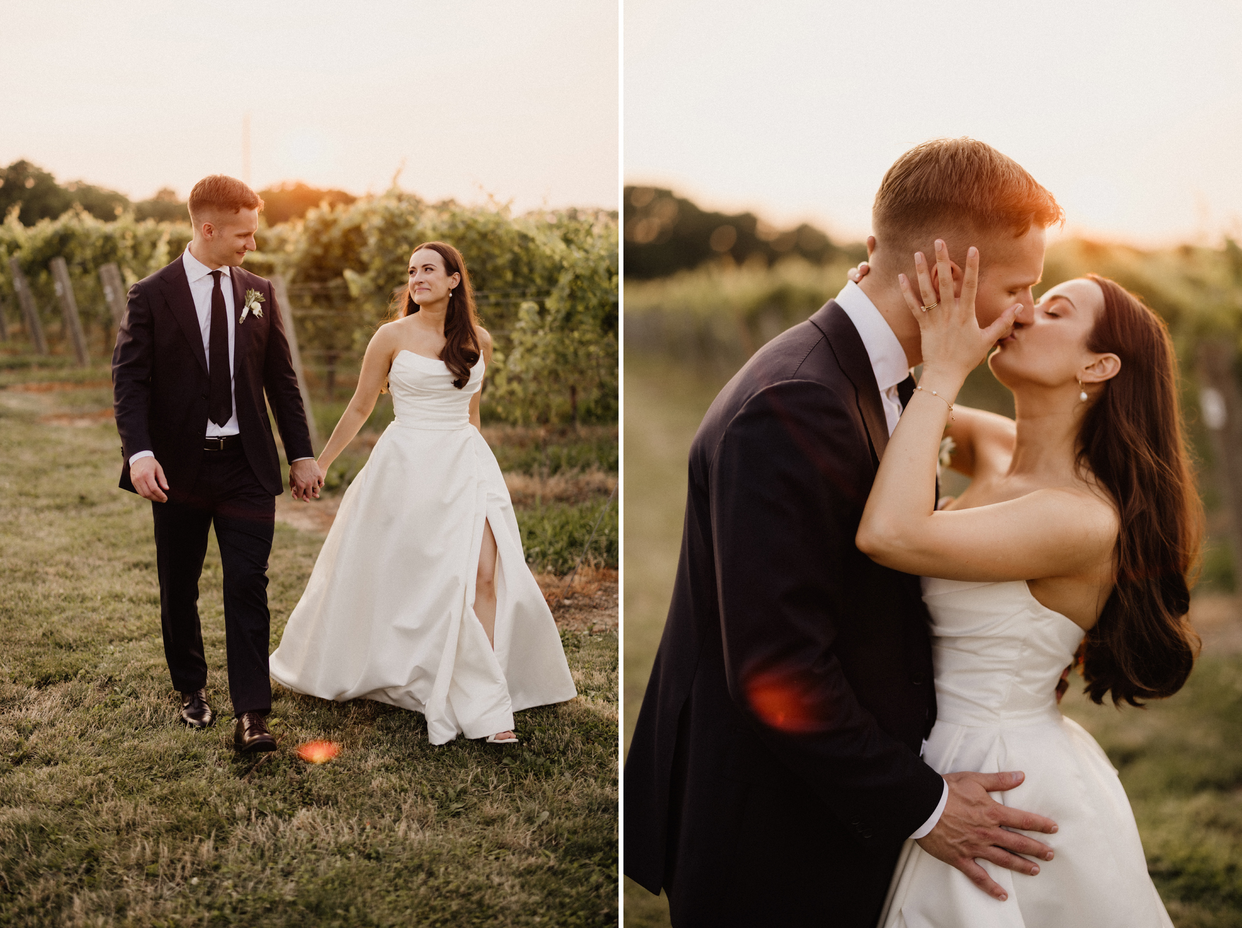 romantic kiss sunset vineyard cave spring afterglow images