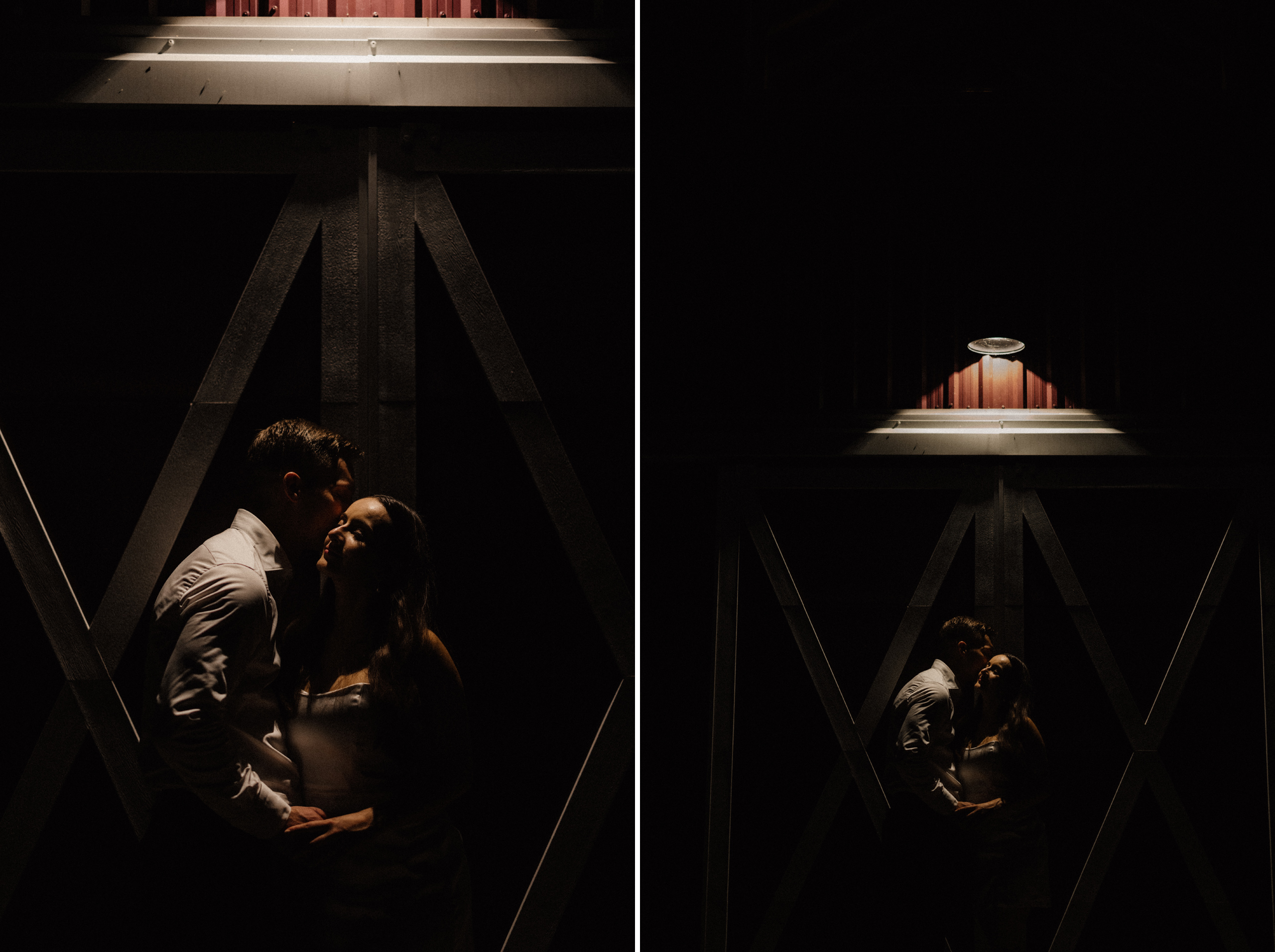 romantic night photo under light at barns cave spring vineyard