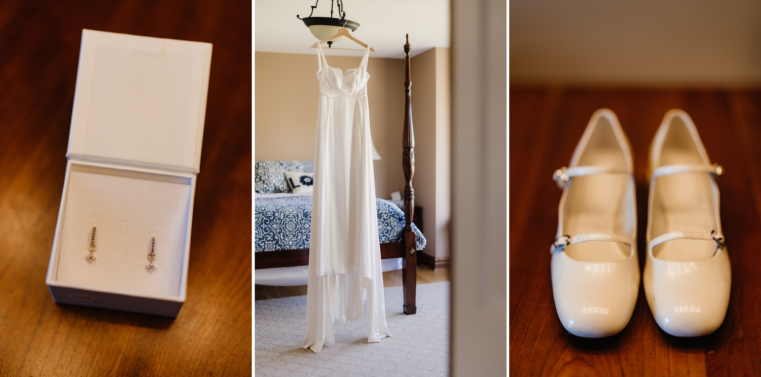 bride gown earrings shoes niagara wedding photographer cave spri