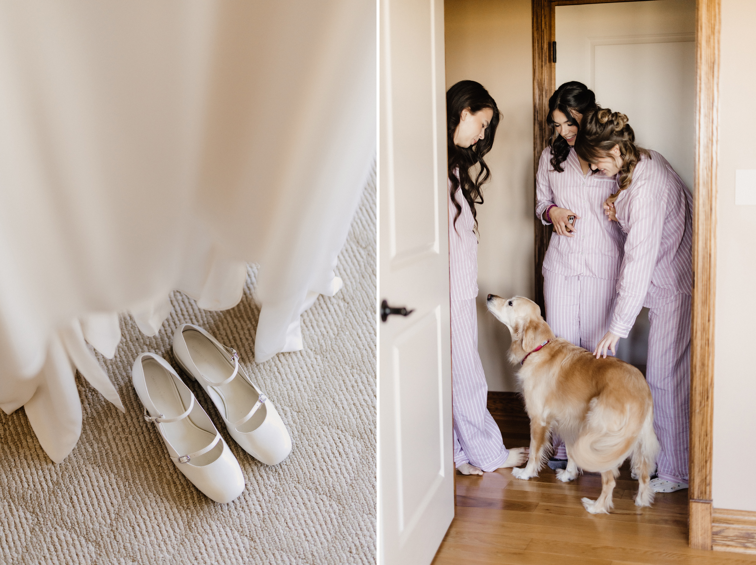 bridesmaids pajamas getting ready dog cave spring estate house