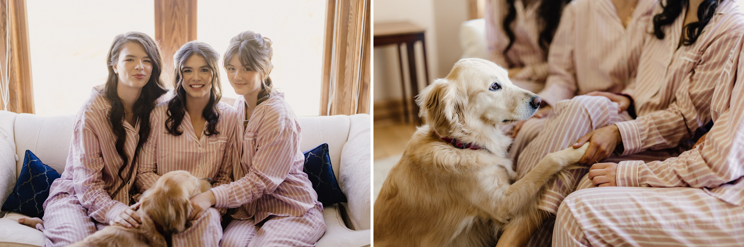 bridesmaids pajamas getting ready dog cave spring estate house