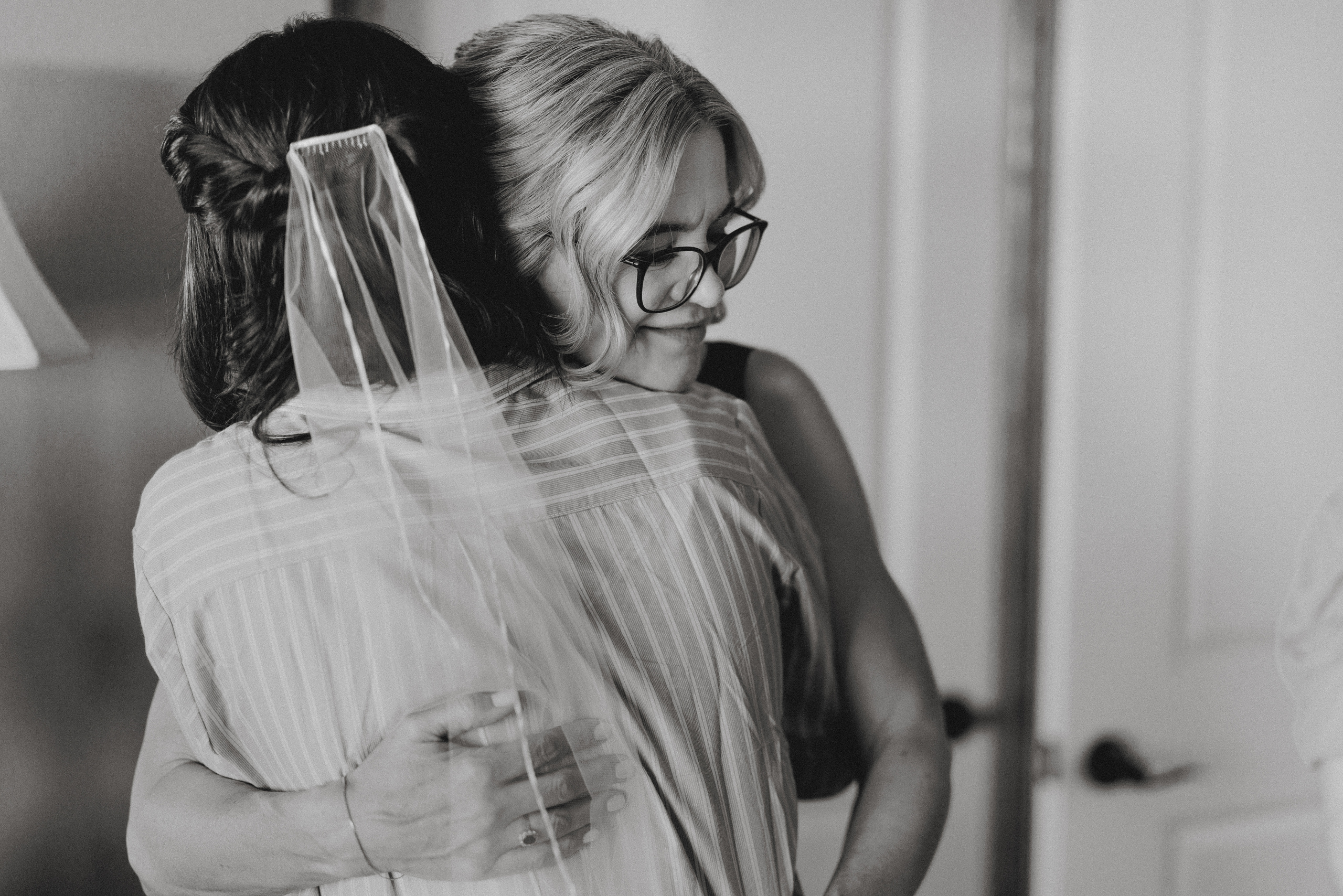 black white film mother daughter wedding