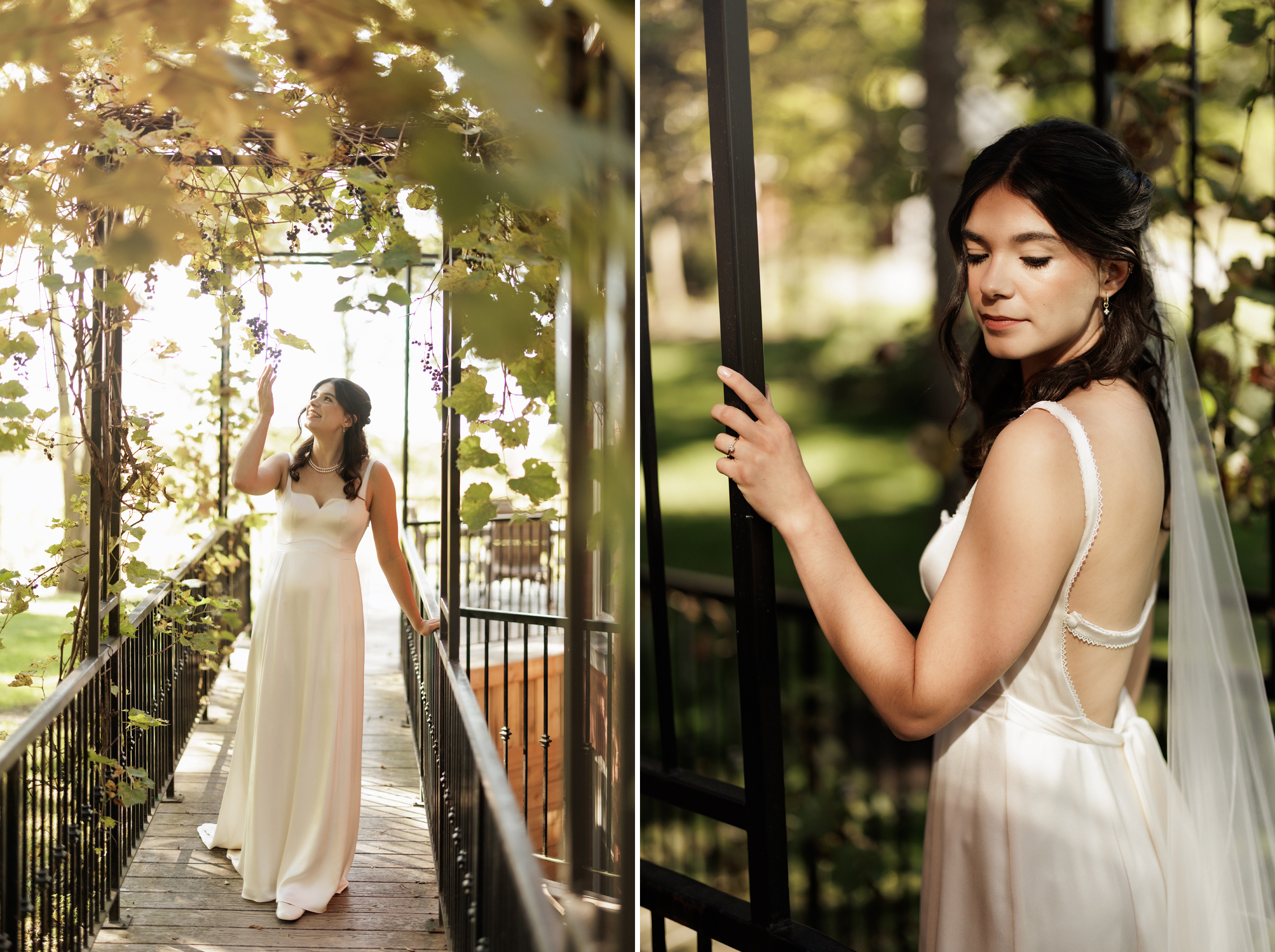 bride portrait autumn wedding cave spring estate house grape vin