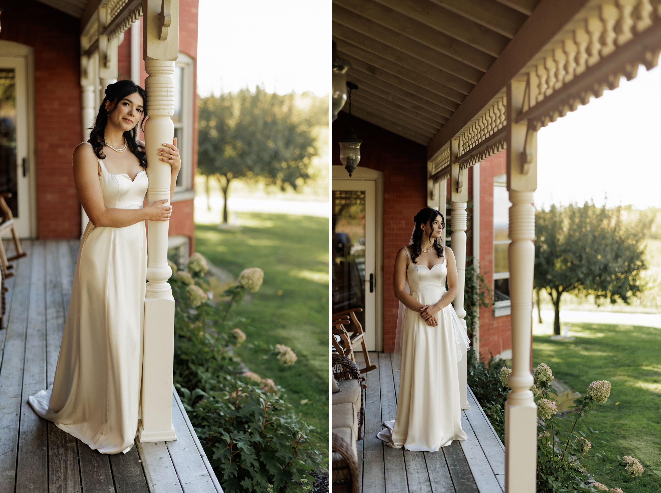 bride wedding portrait cave spring estate house porch autumn pho