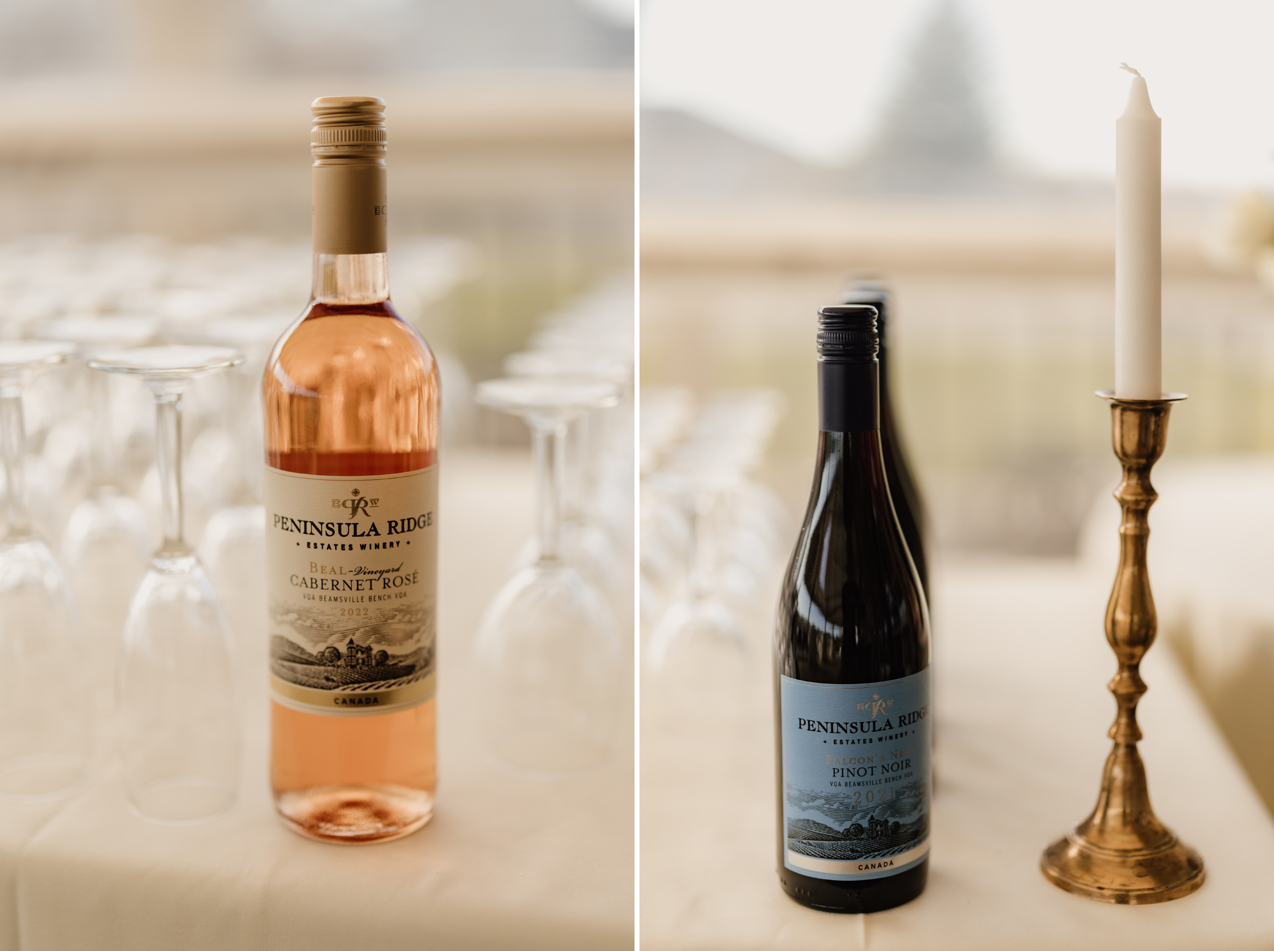 wines from peninsula ridge estates winery wedding