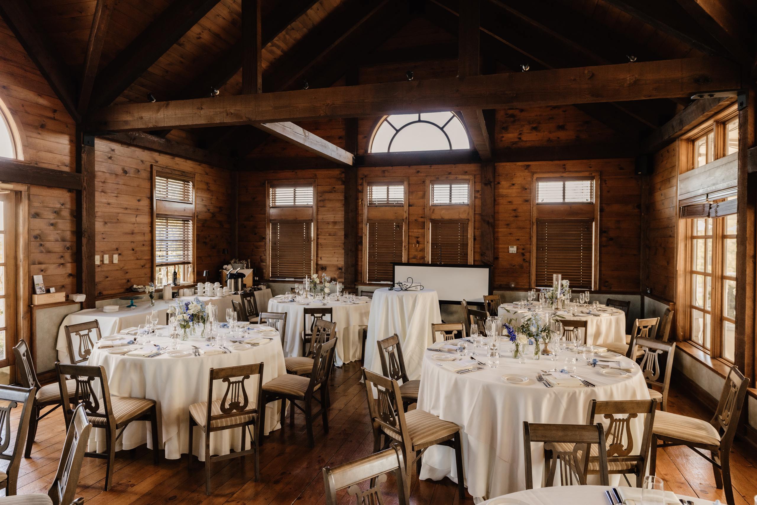 interior peninsula ridge estates winery wedding table setup rece