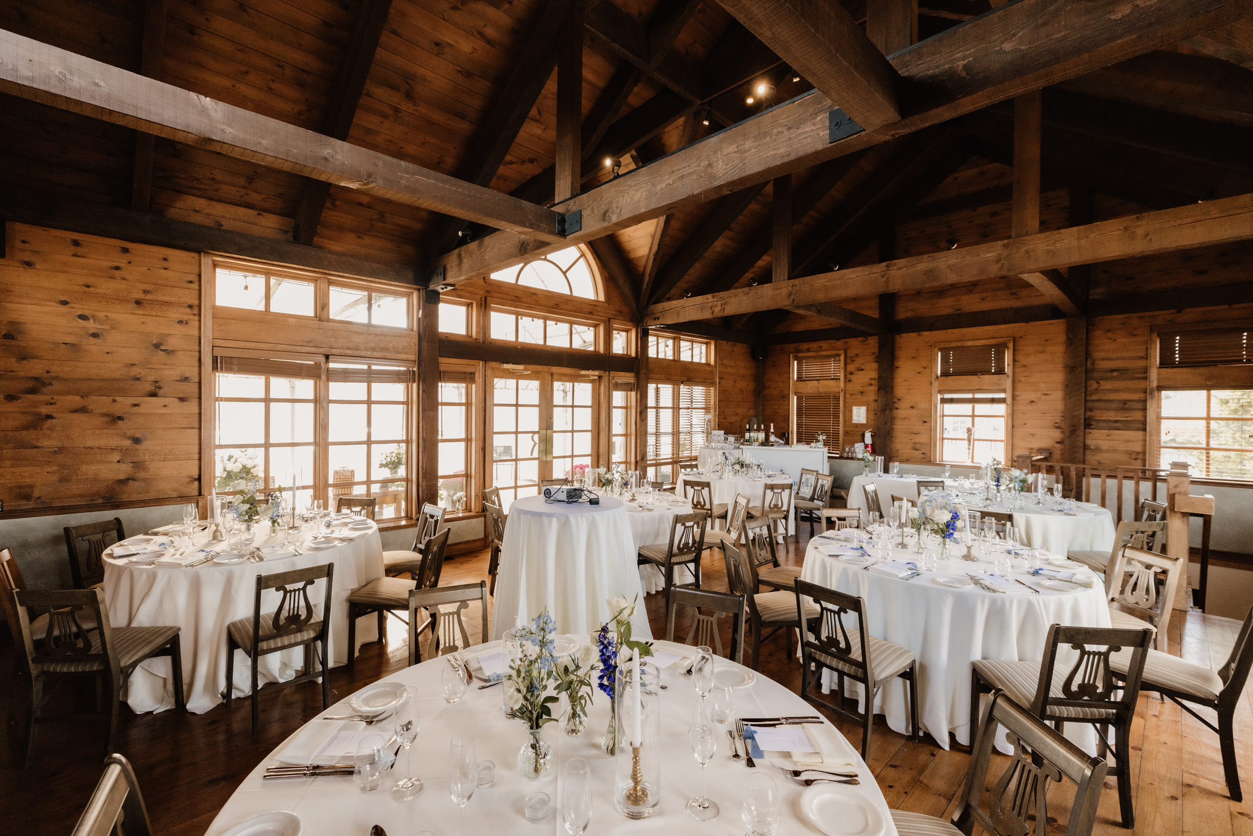 interior peninsula ridge estates winery wedding table setup rece