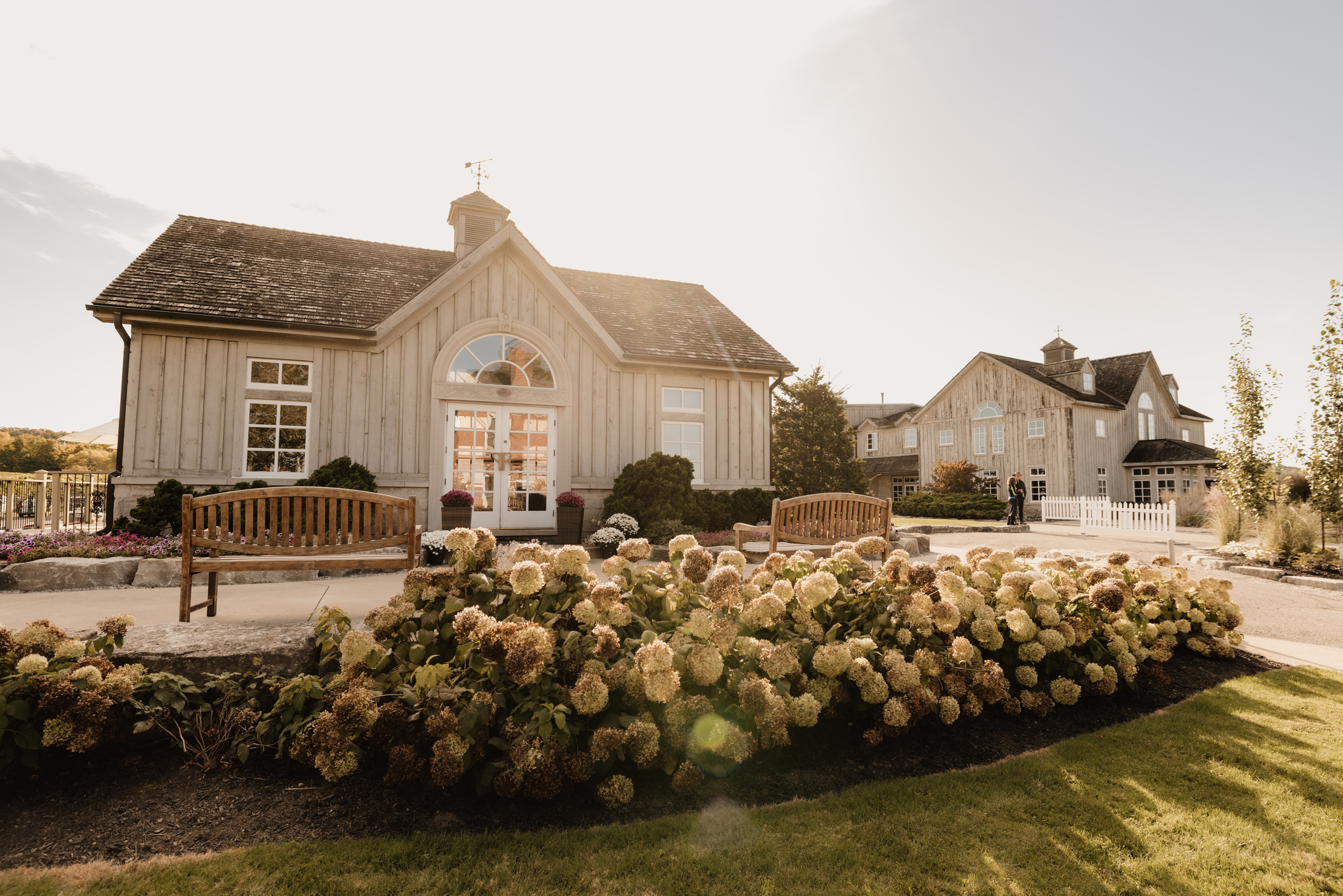 exterior view of peninsula ridge estates winery wedding receptio