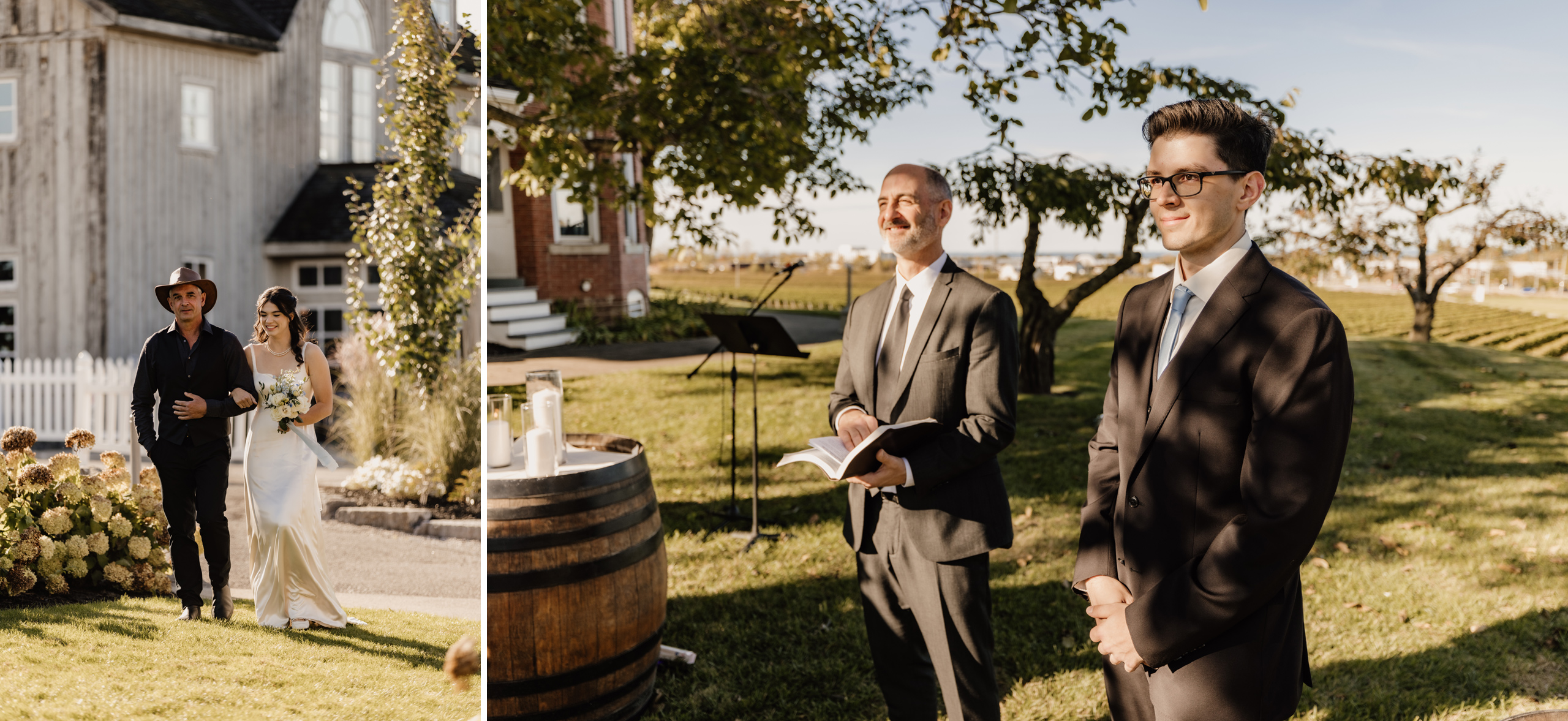 outdoor wedding ceremony under big tree peninsula ridge estates