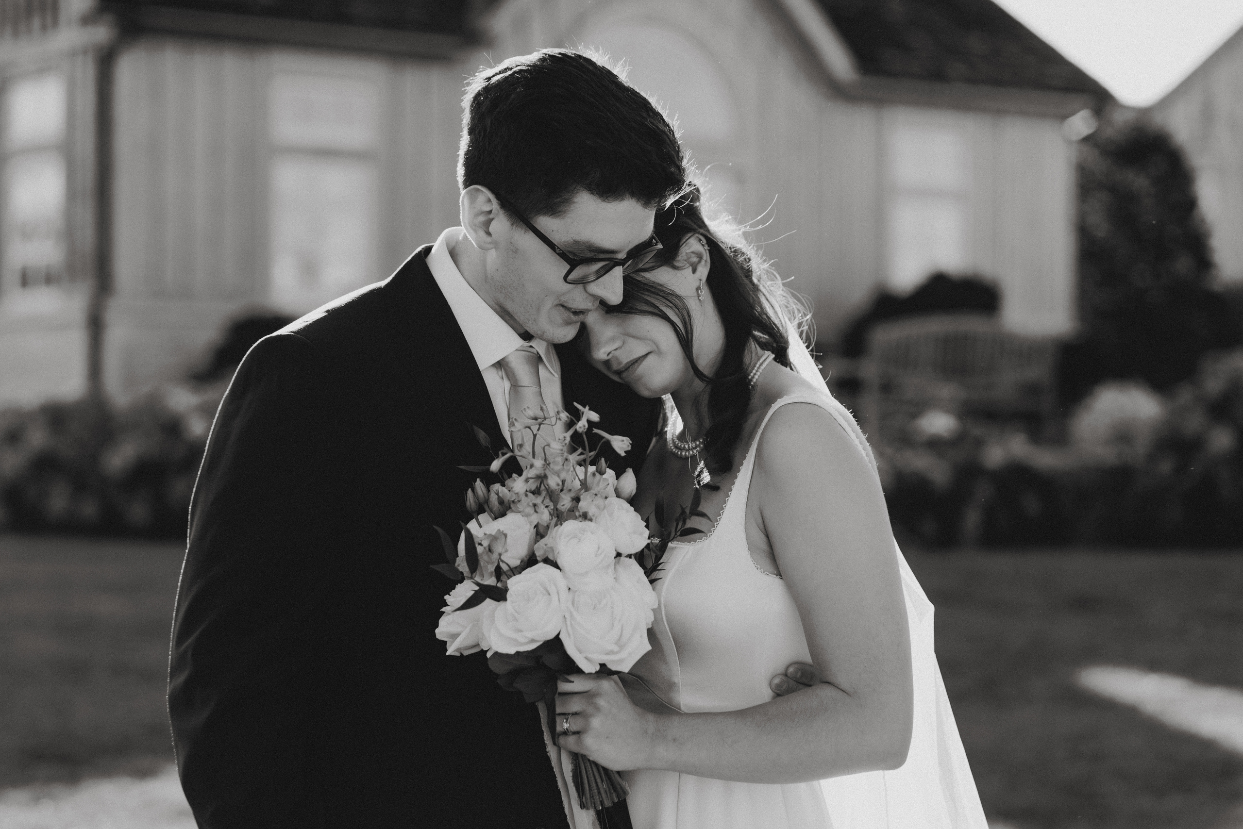black white film bride groom wedding peninsula ridge winery afte