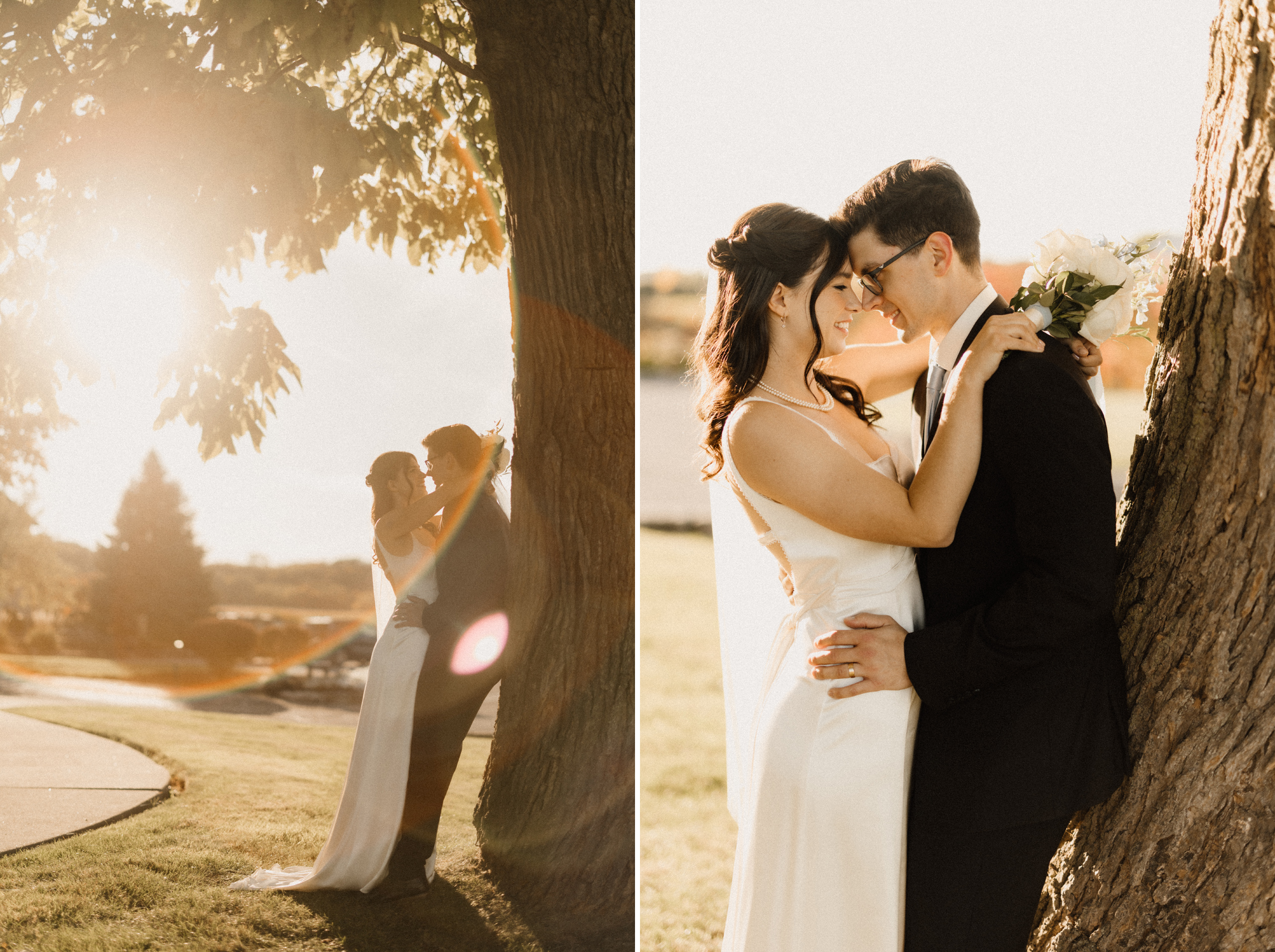 fairytale wedding sunset under tree peninsula ridge winery after