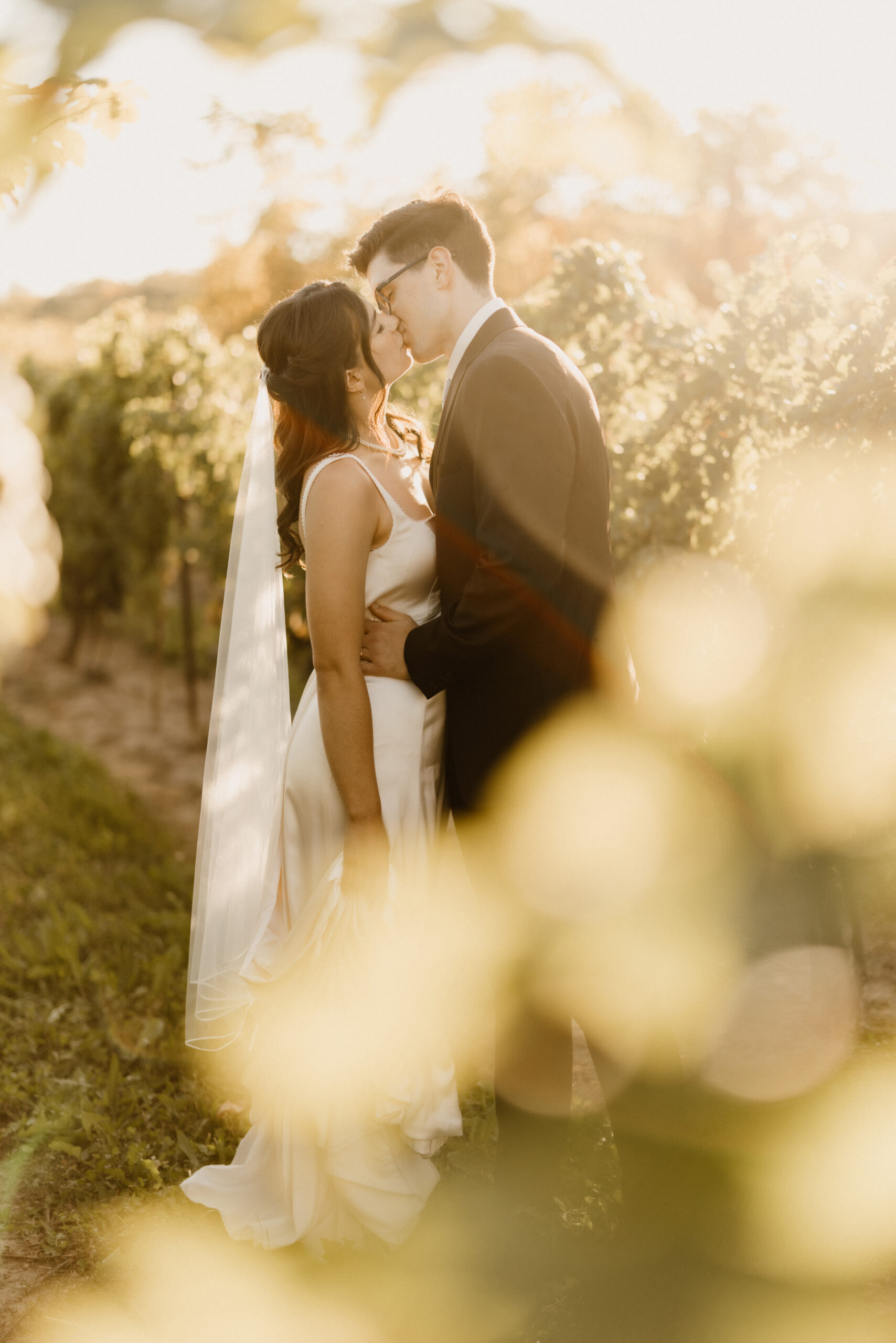 beautiful romantic sunset wedding photography autumn fall vineya