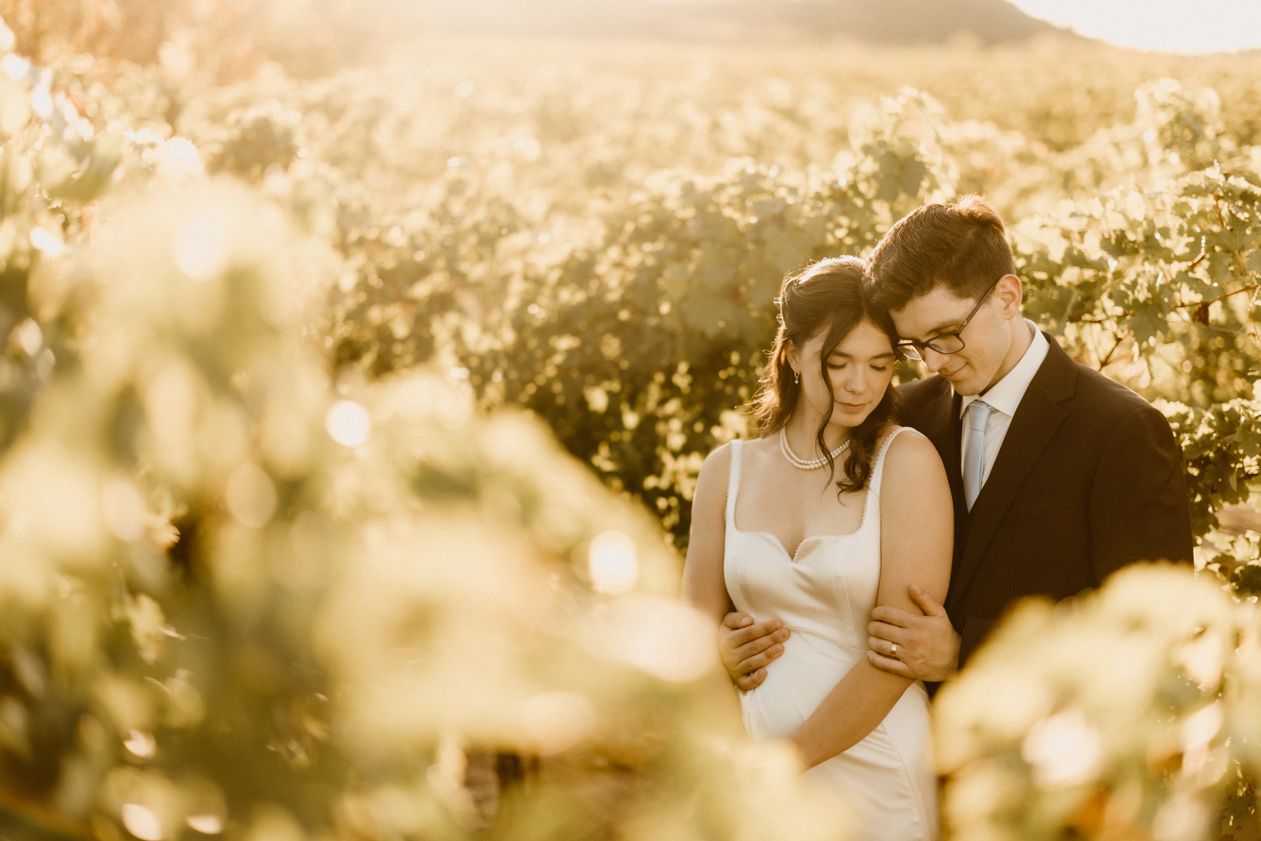 beautiful romantic sunset wedding photography autumn fall vineya