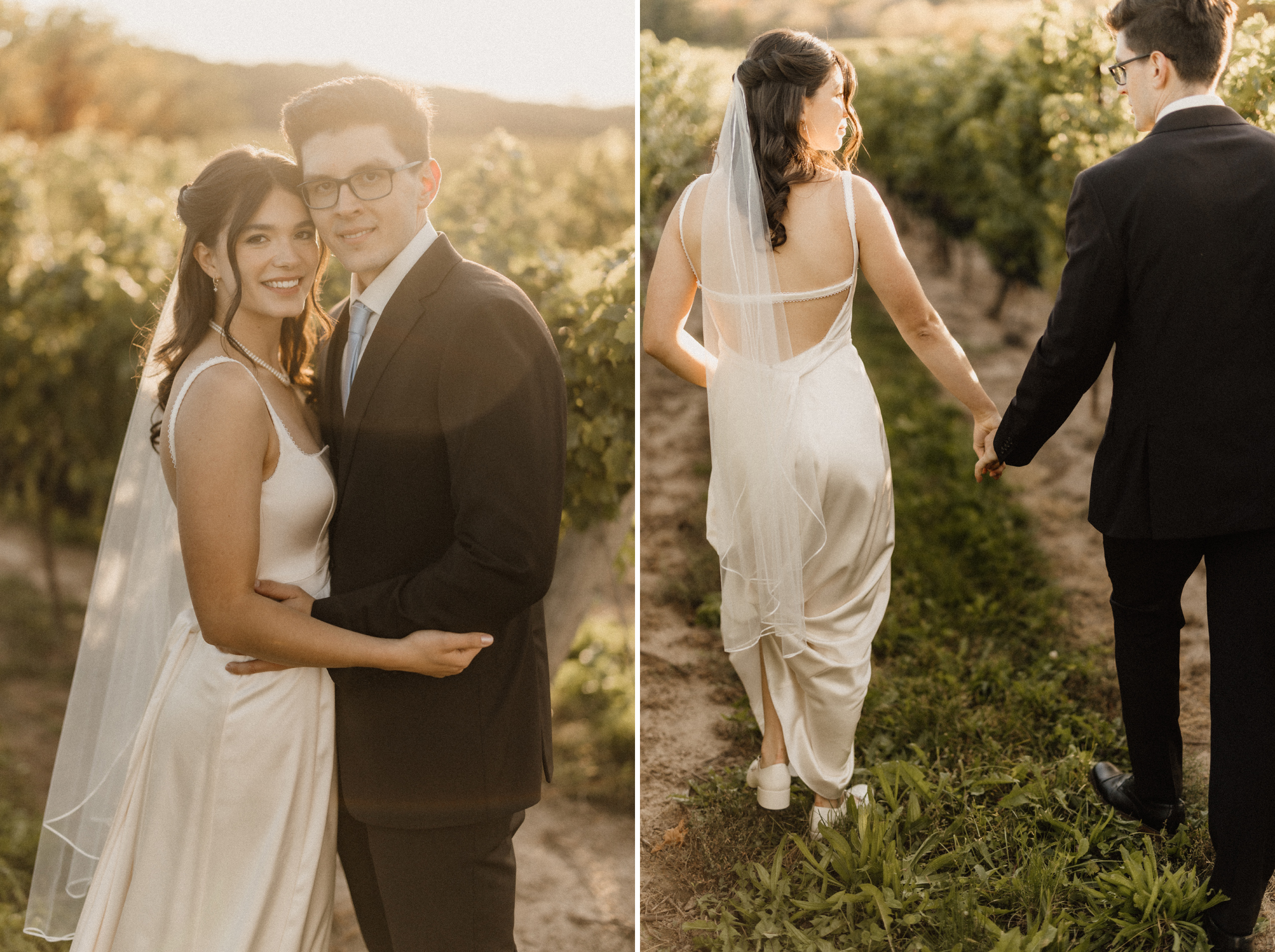 playful kiss bride groom vineyard afterglow images