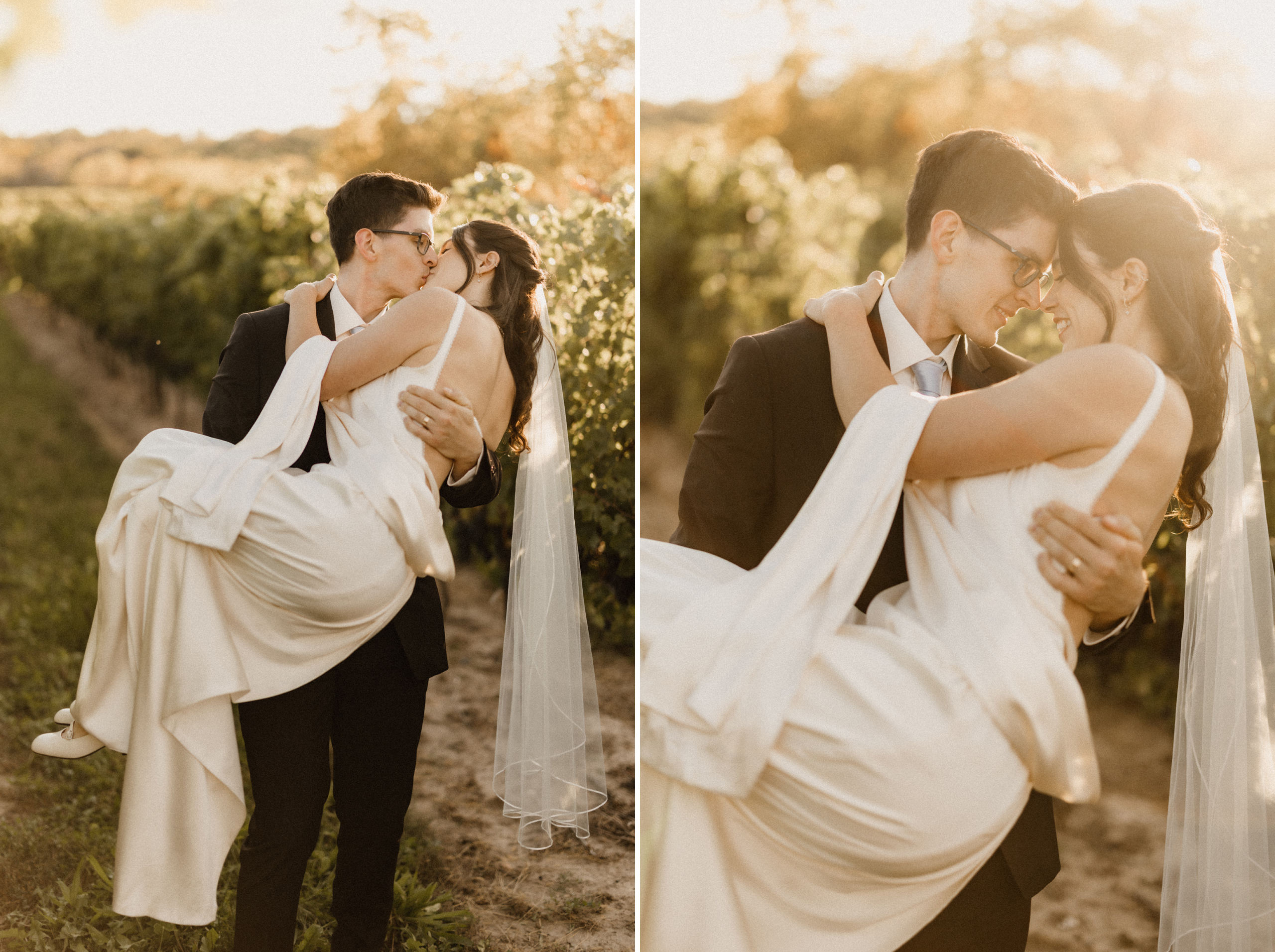 playful kiss bride groom vineyard afterglow images