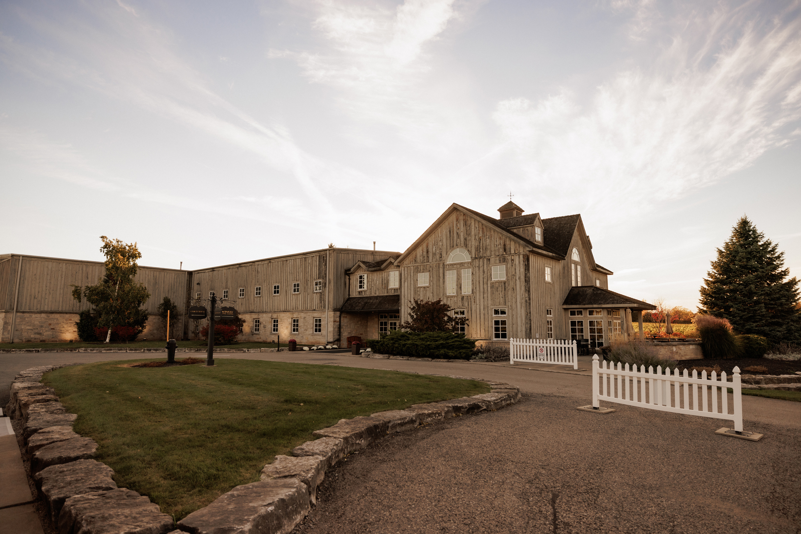 wide view of peninsula ridge building sunset autumn fall