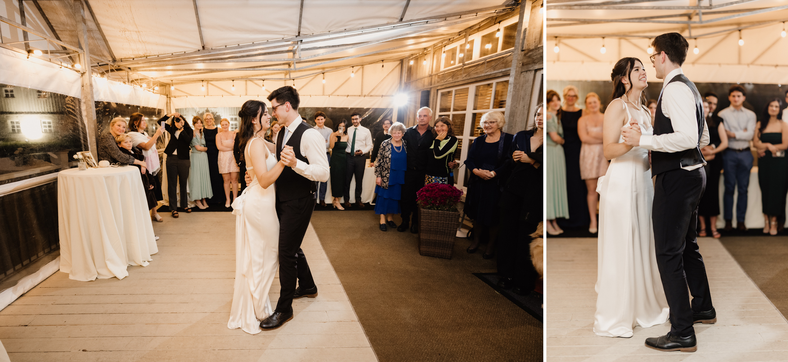 bride groom first dance patio peninsula ridge winery wedding aut