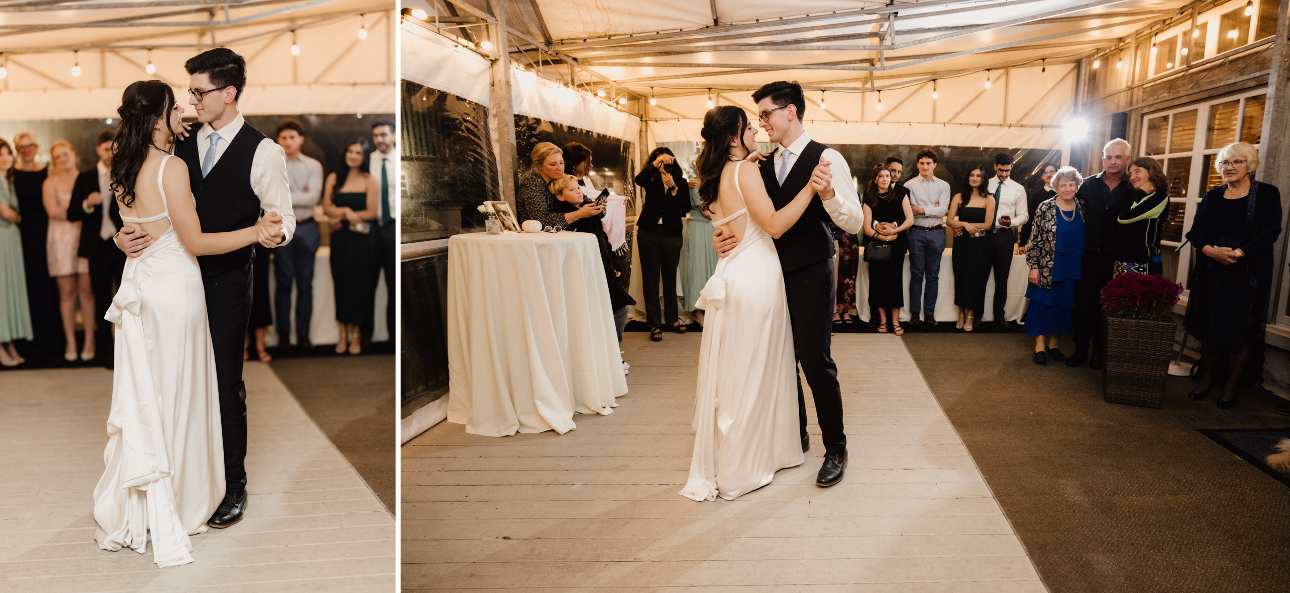 bride groom first dance patio peninsula ridge winery wedding aut