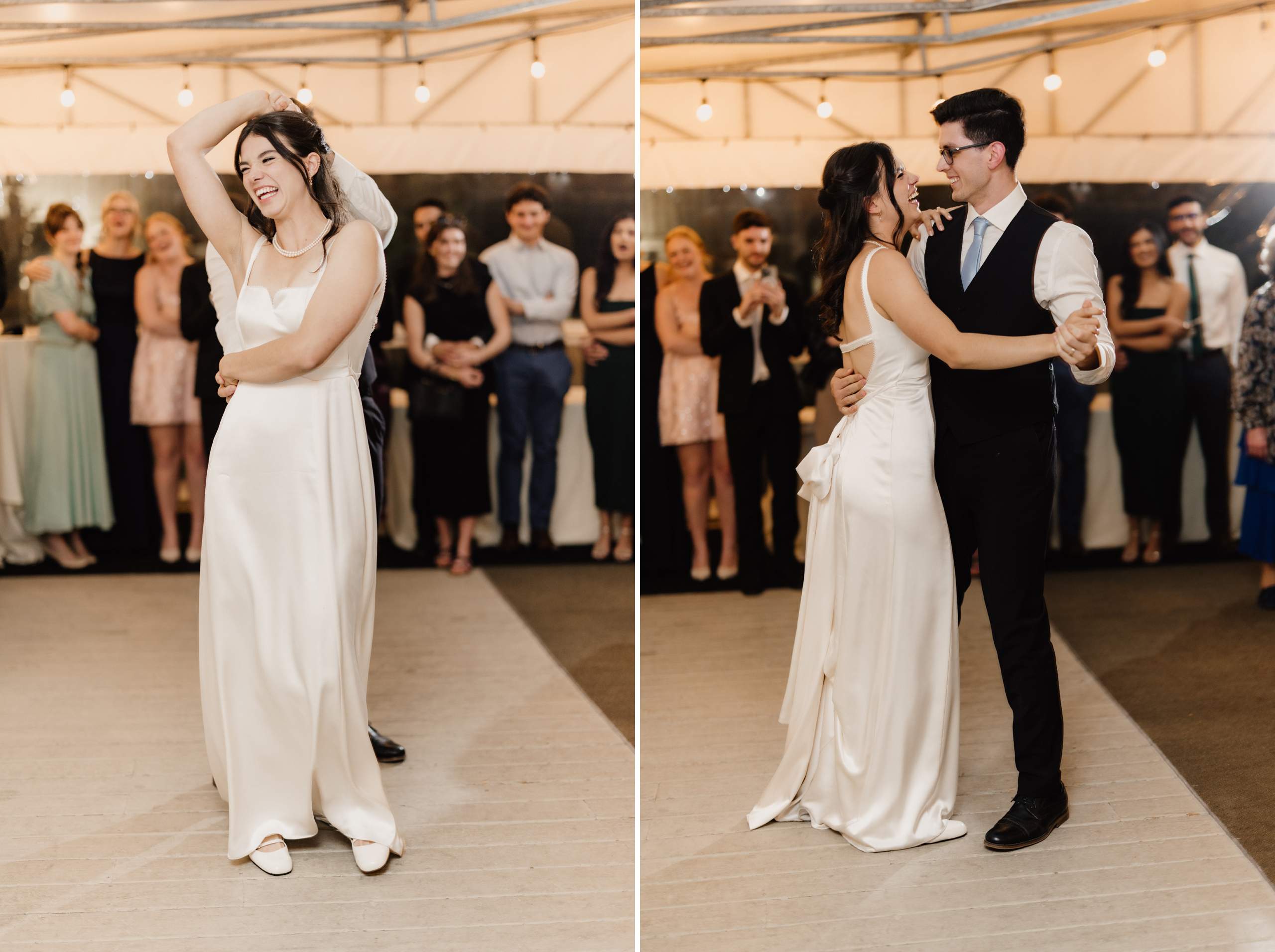 bride groom first dance patio peninsula ridge winery wedding aut