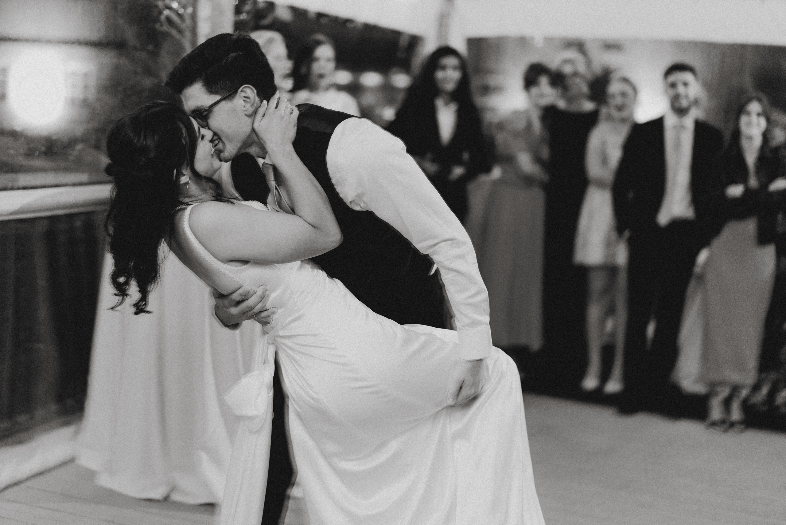 black white film bride groom first dance peninsula ridge winery