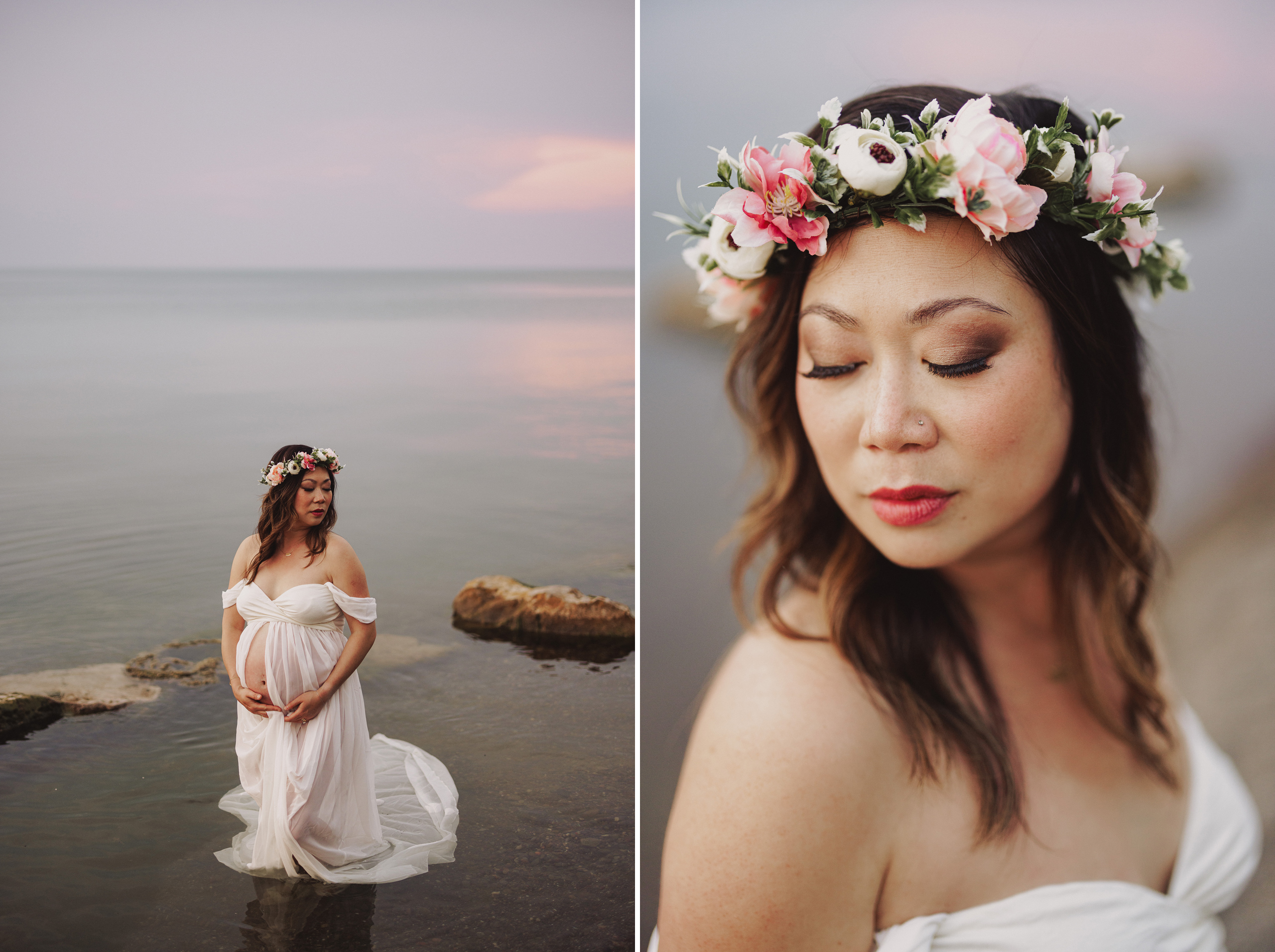 sunsert beach maternity session niagara afterglow images film ph