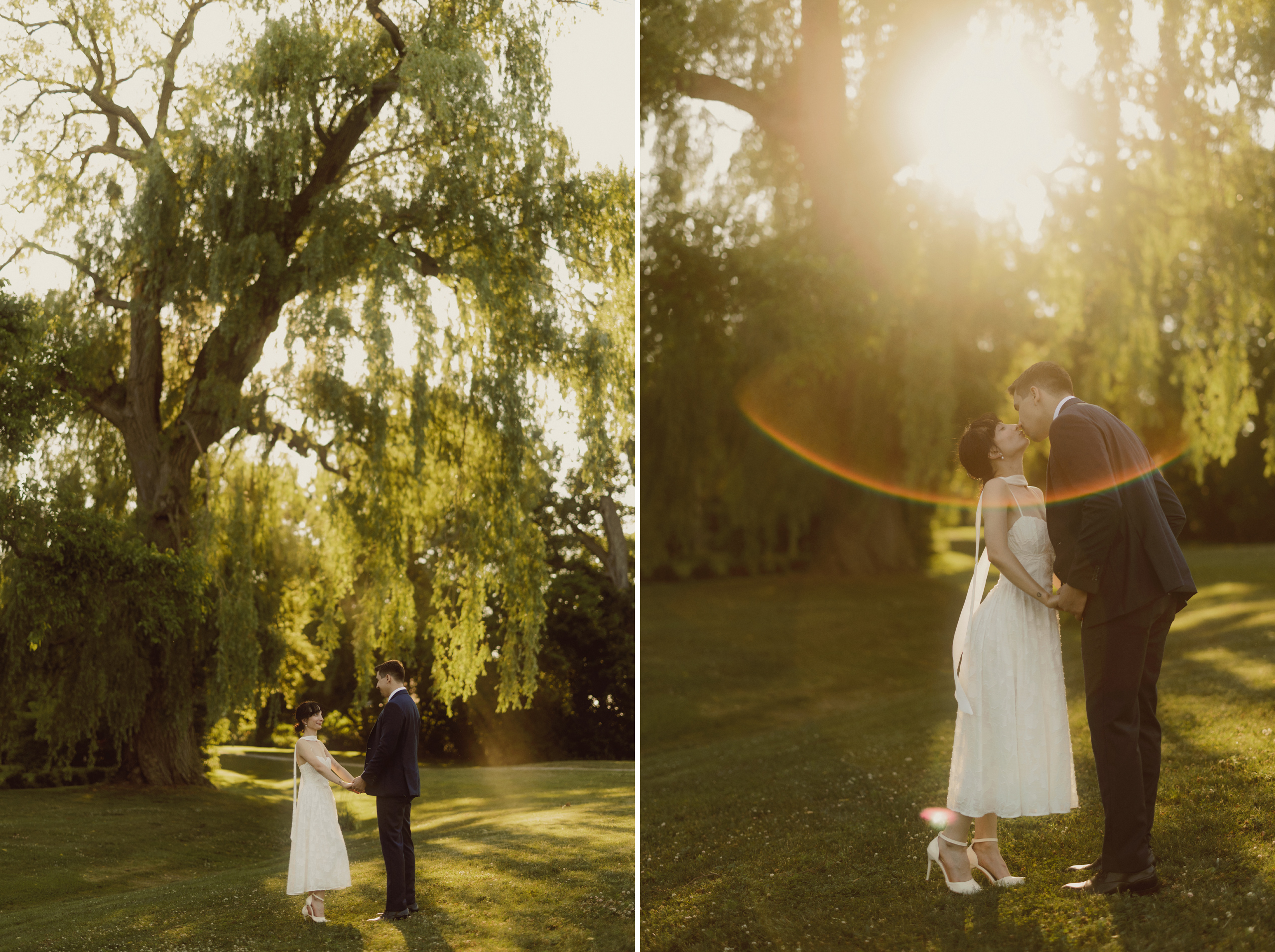 playful romantic soft dreamy sunset wedding photos niagara