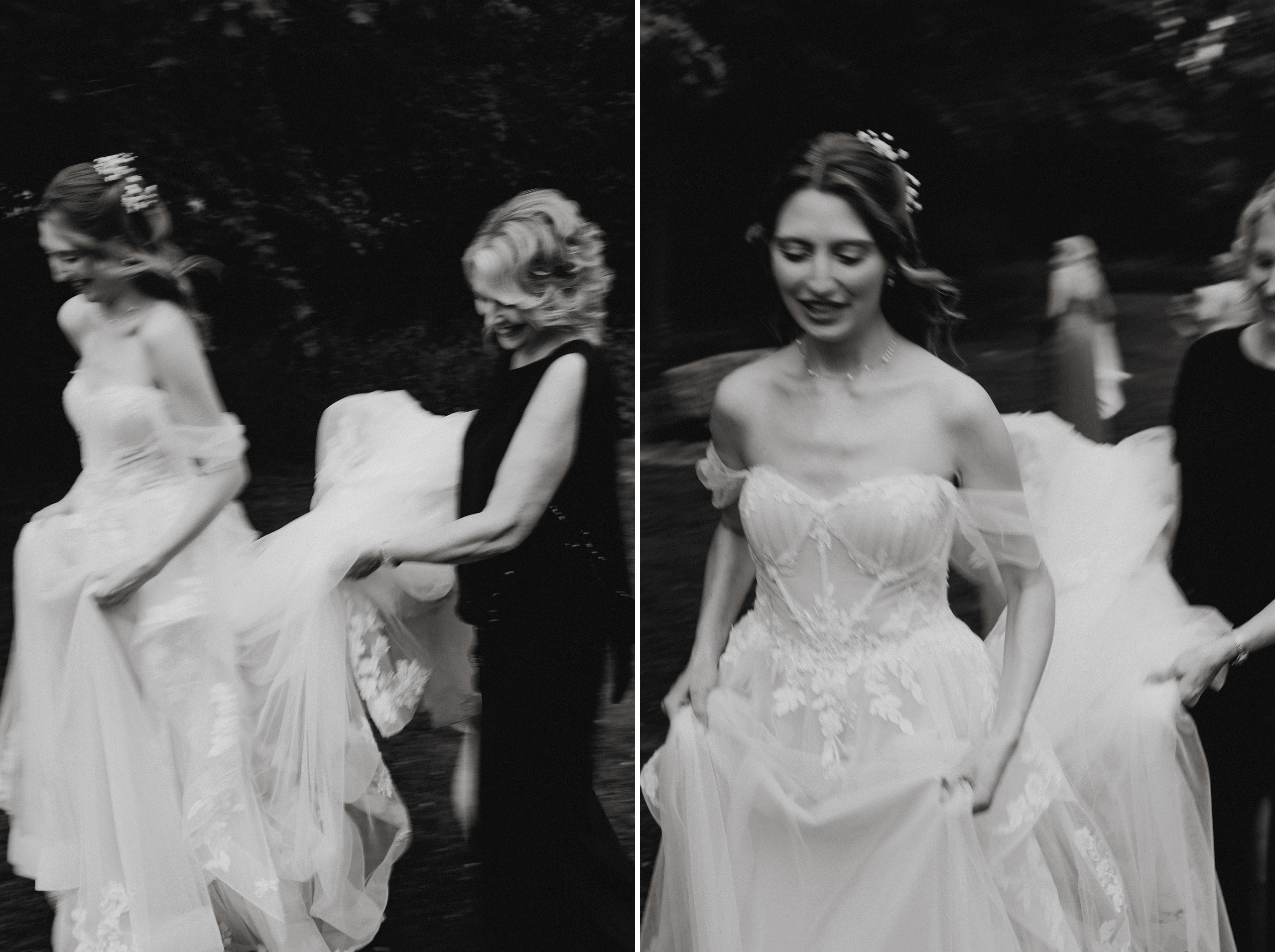 motion blur black white photography wedding