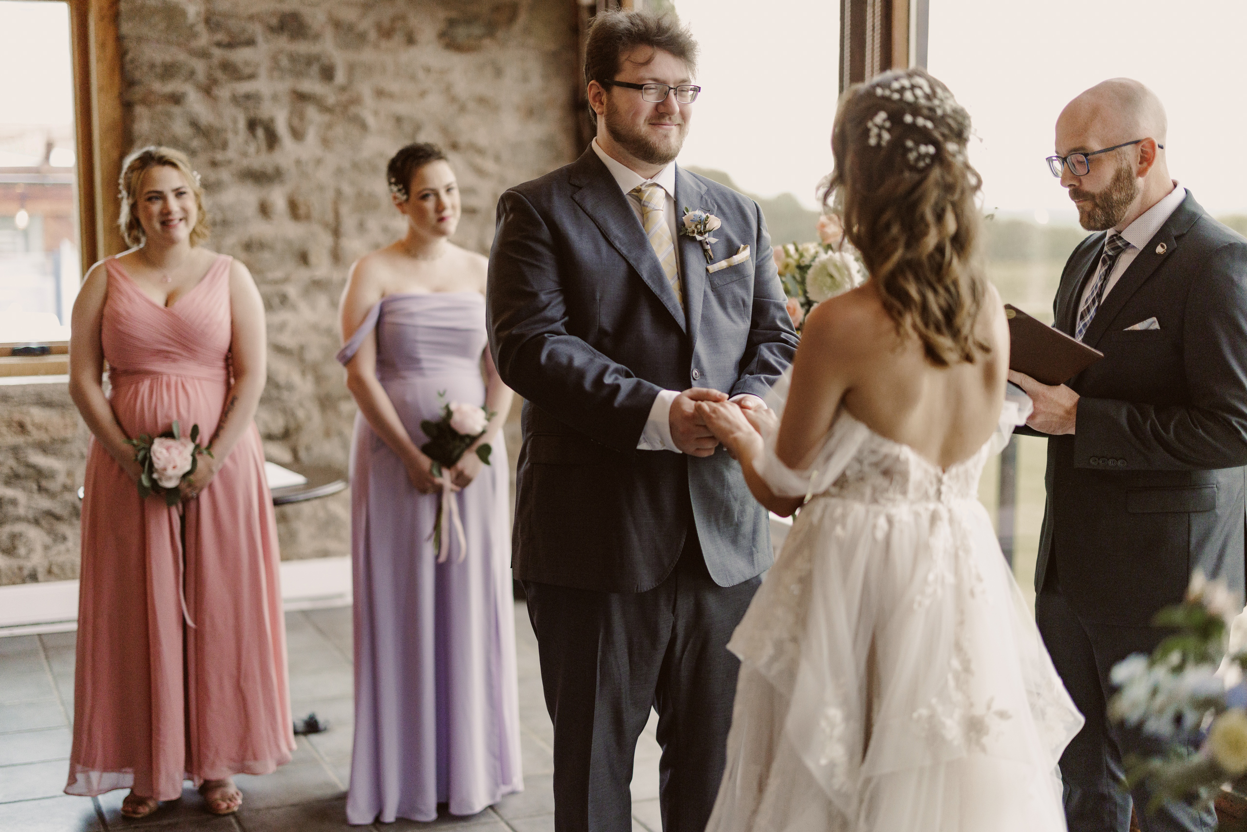 bride groom vows carriage house vineland estates winery wedding