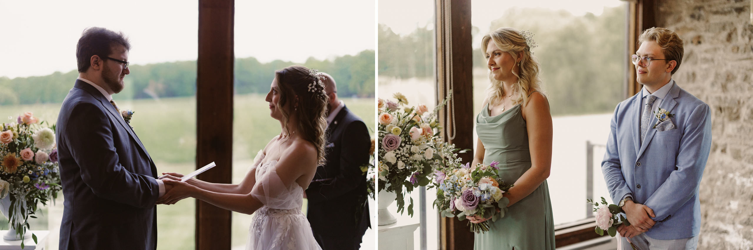 carriage house wedding ceremony interior vineland estates winery
