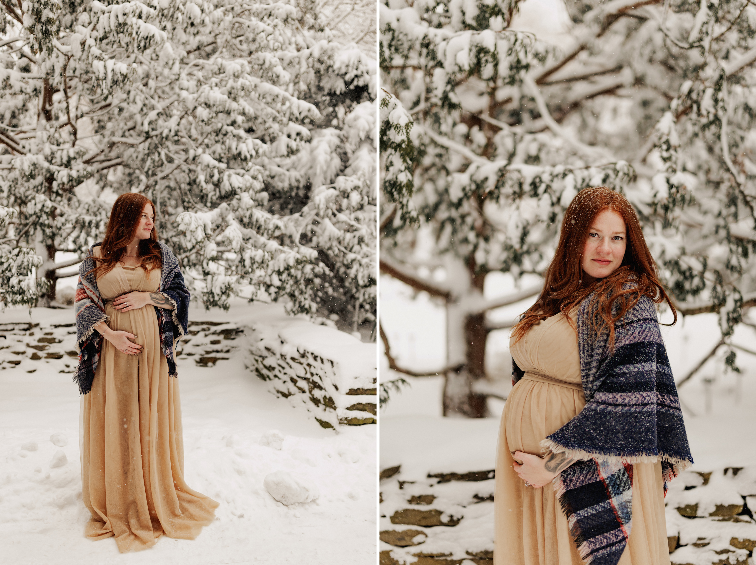 outdoor winter maternity session snow niagara photographer