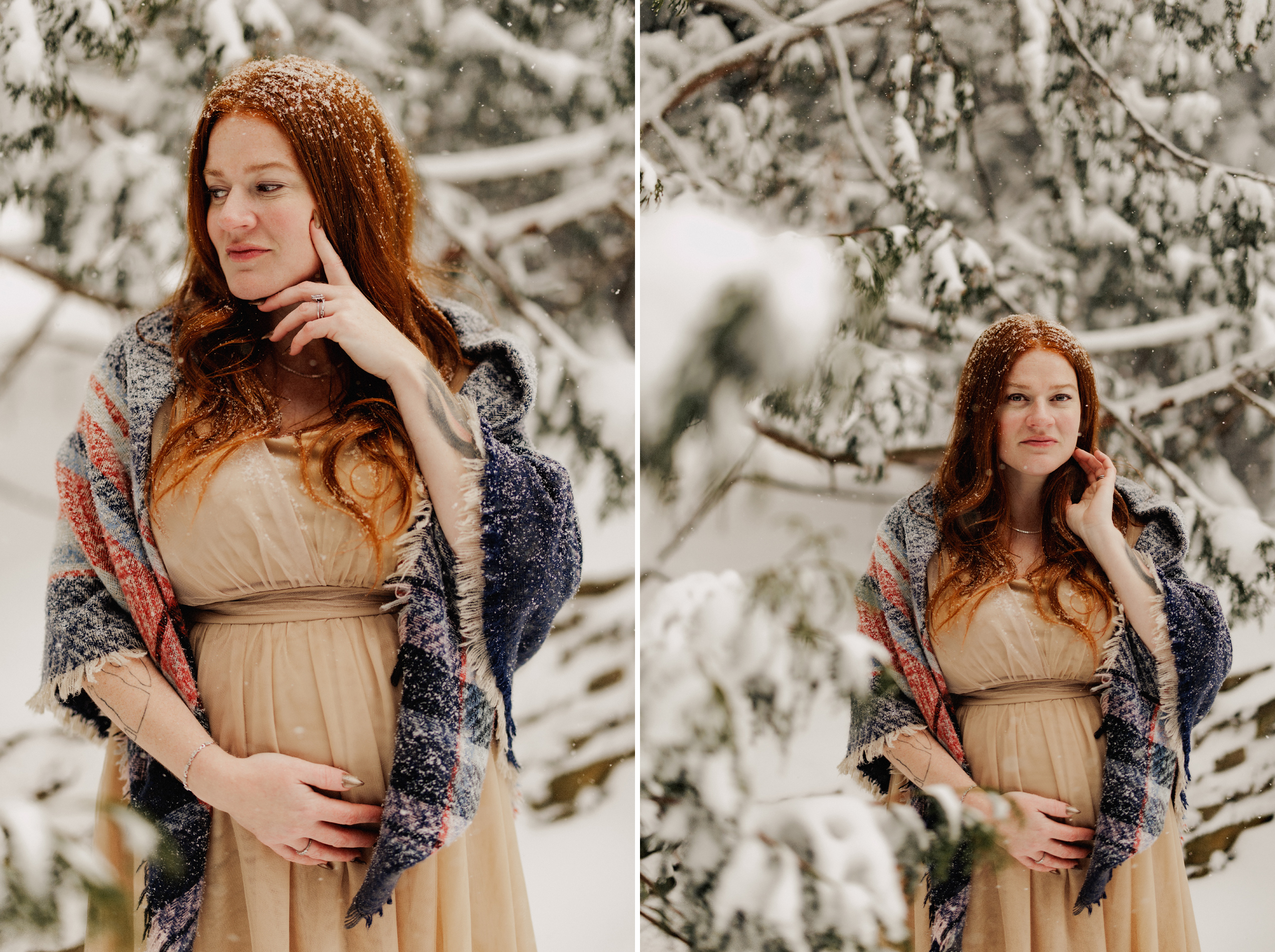 pregnant maternity photos winter snow niagara photographer afterglow