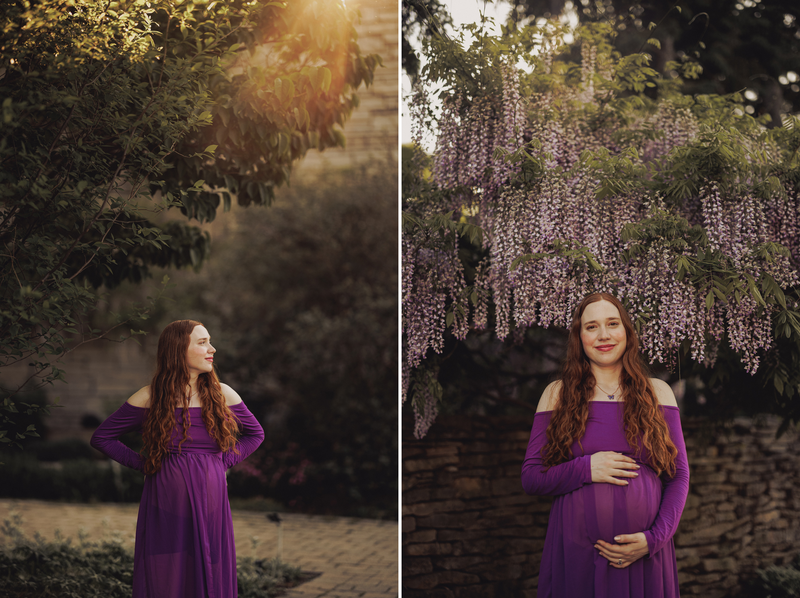spring maternity session purple flowers redhead niagara photographer