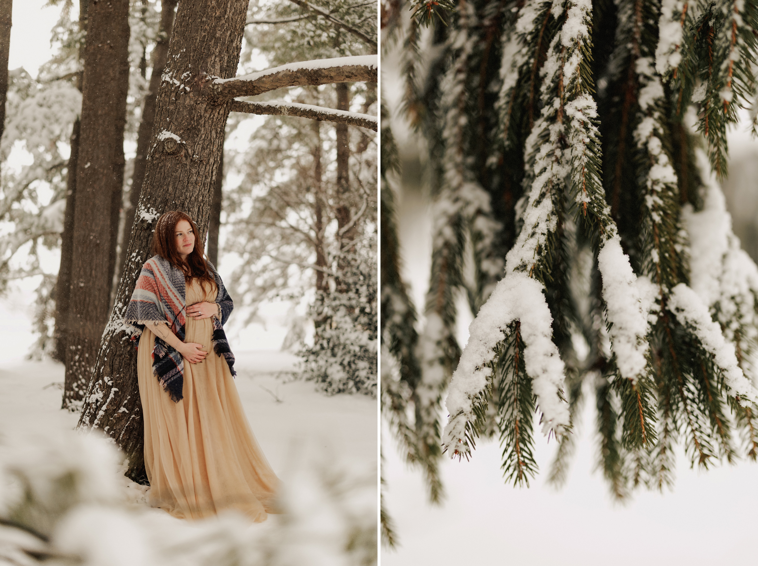 winter snow outdoor maternity photos niagara afterglow images