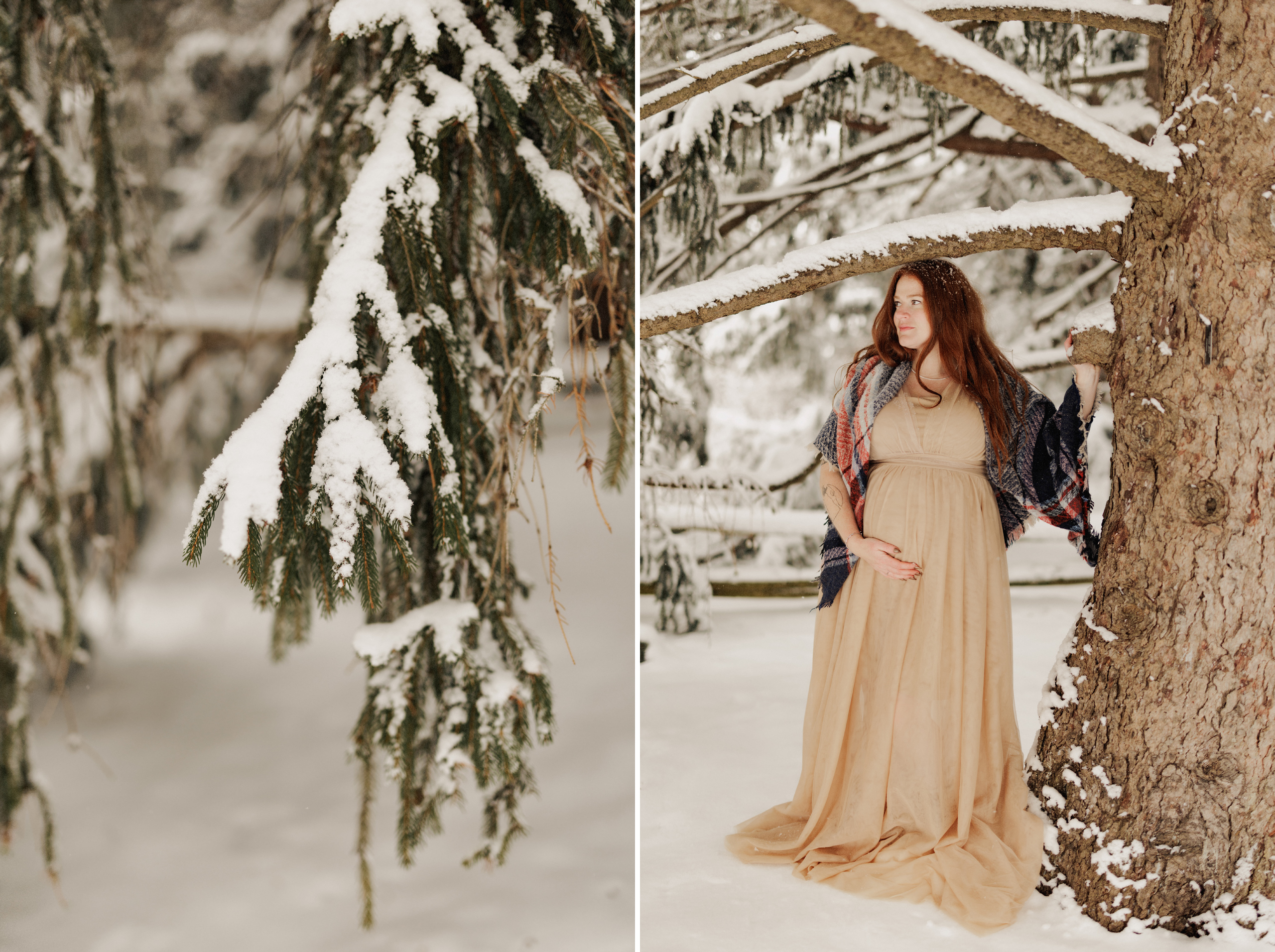 winter snow outdoor maternity photos niagara afterglow images