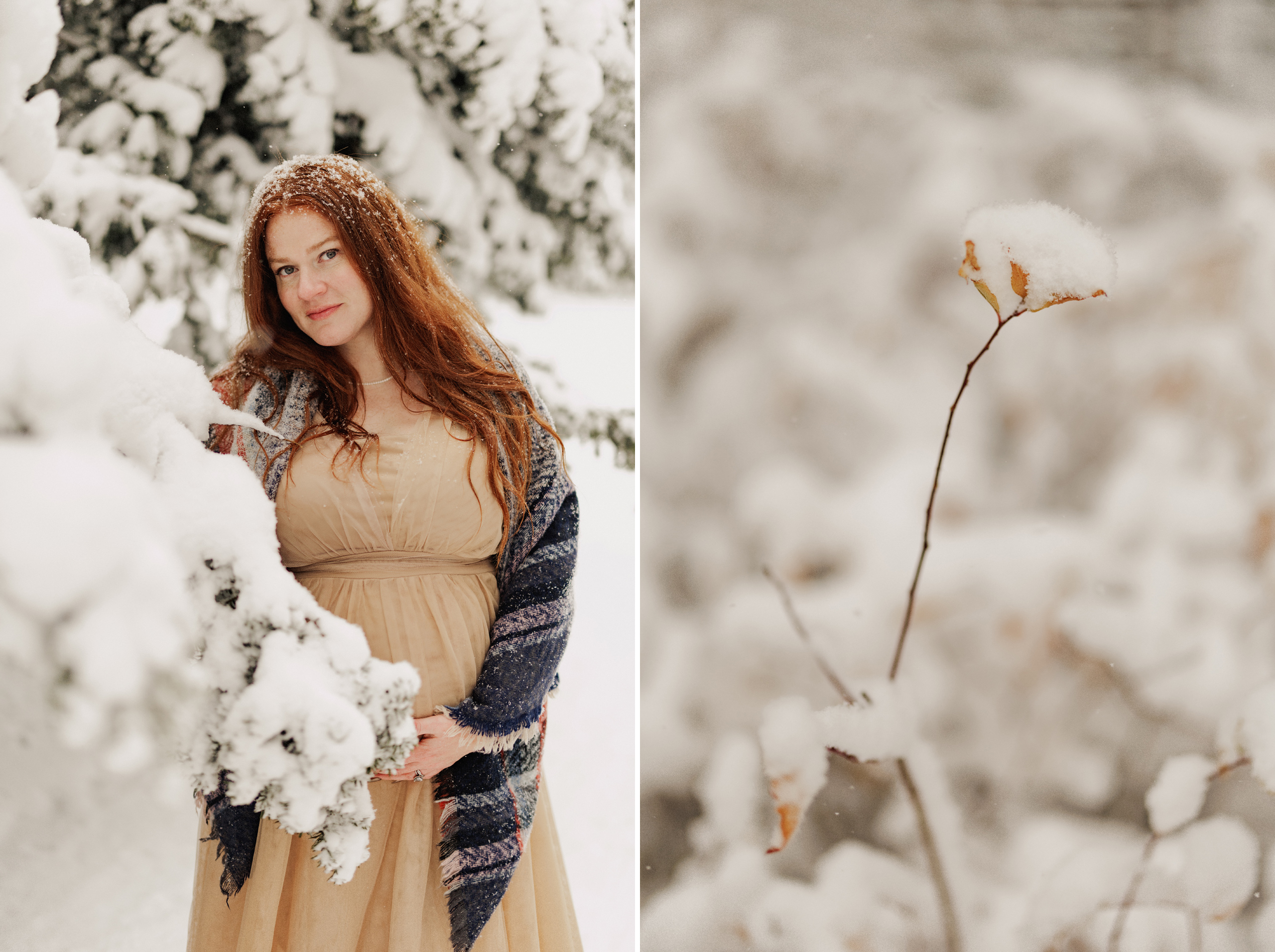 winter snow outdoor maternity photos niagara afterglow images